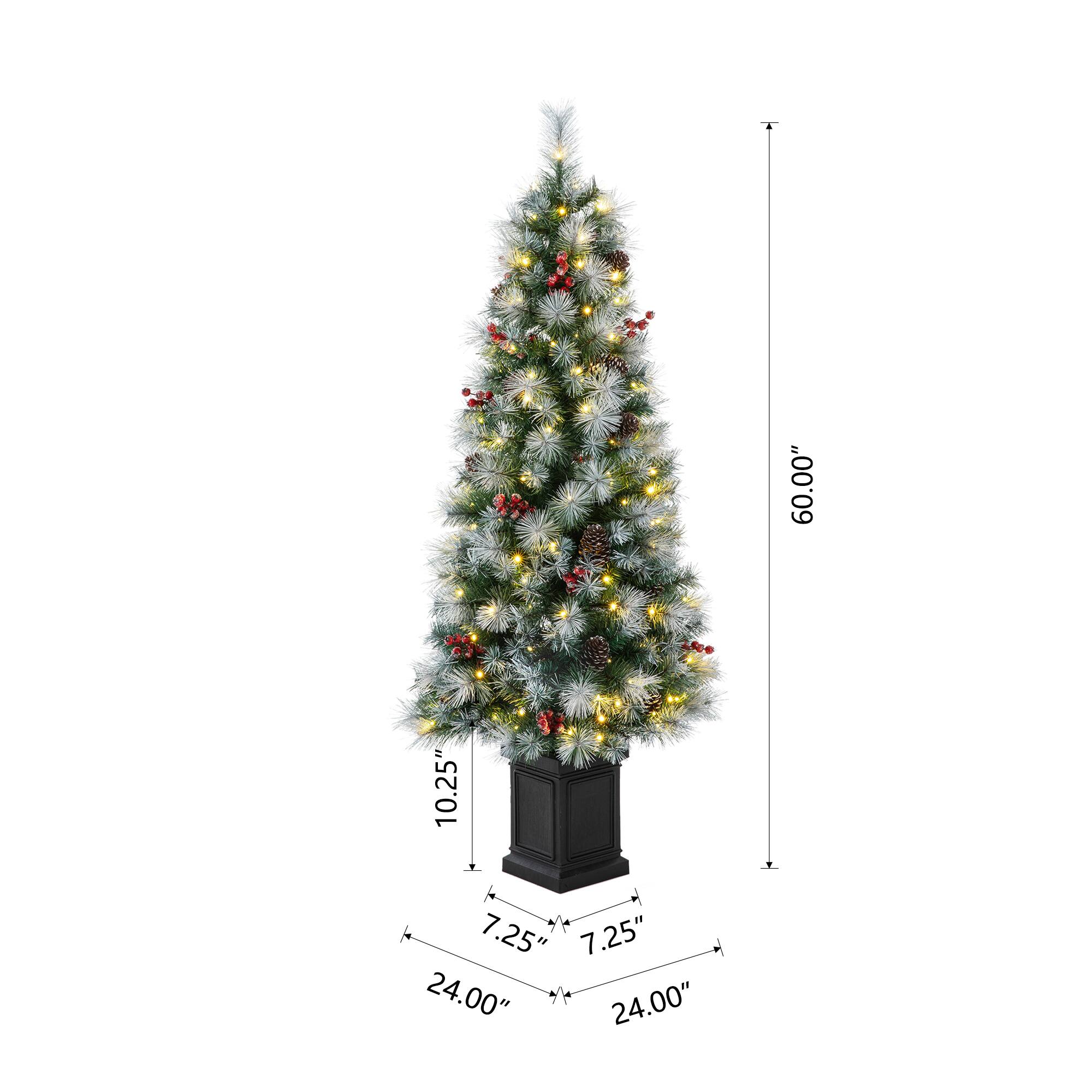 5ft. Pre-Lit Pine Artificial Christmas Porch Tree, Warm White LED Lights