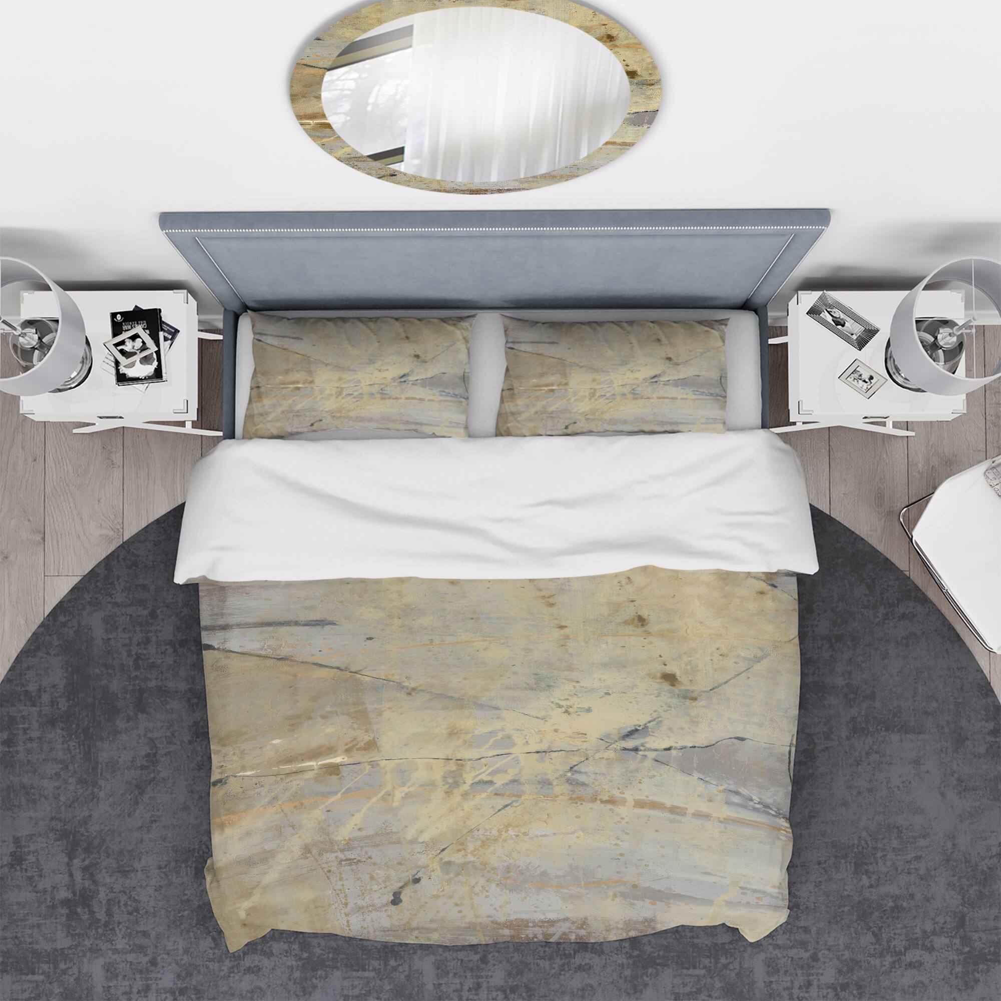 Designart &#x27;Geometric Cream Block III&#x27; Geometric Bedding Set - Duvet Cover &#x26; Shams