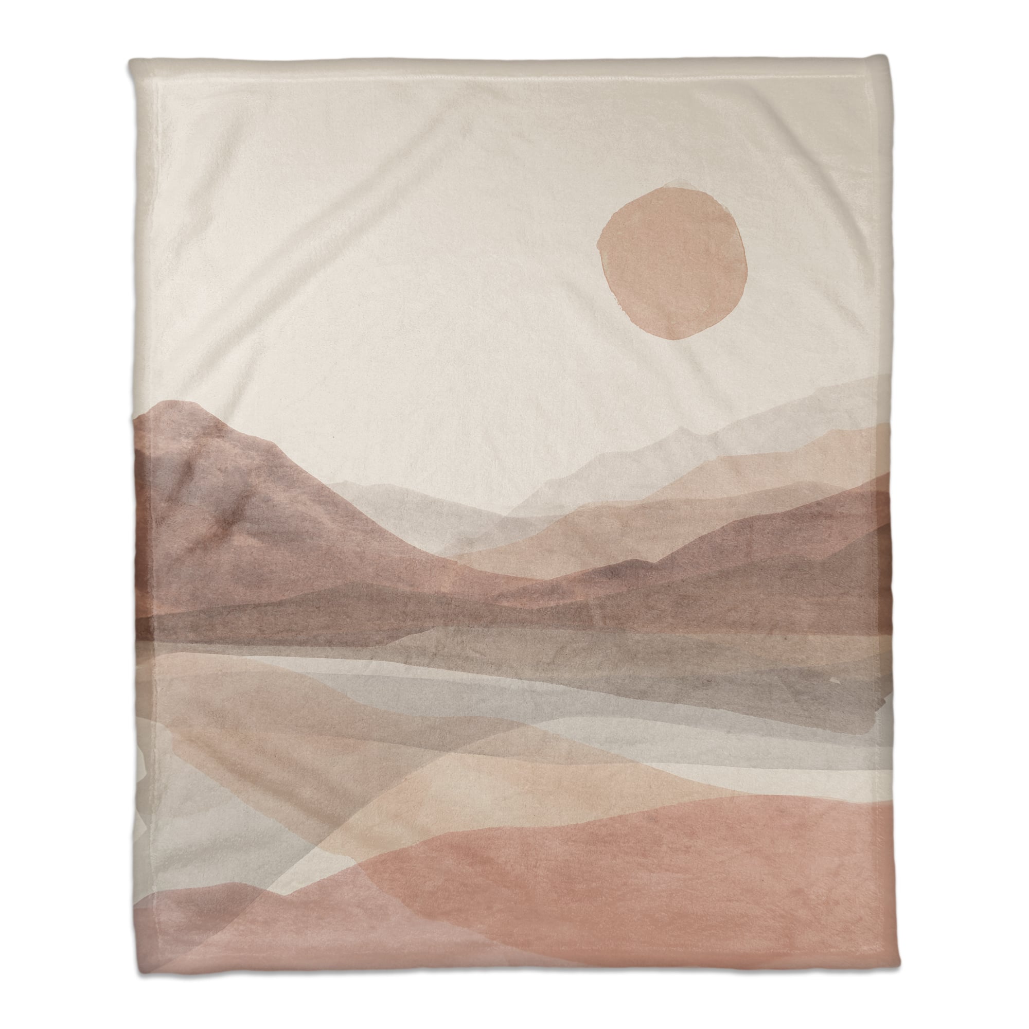 50" x 60" Mauve Boho Abstracted Landscape Coral Fleece Blanket