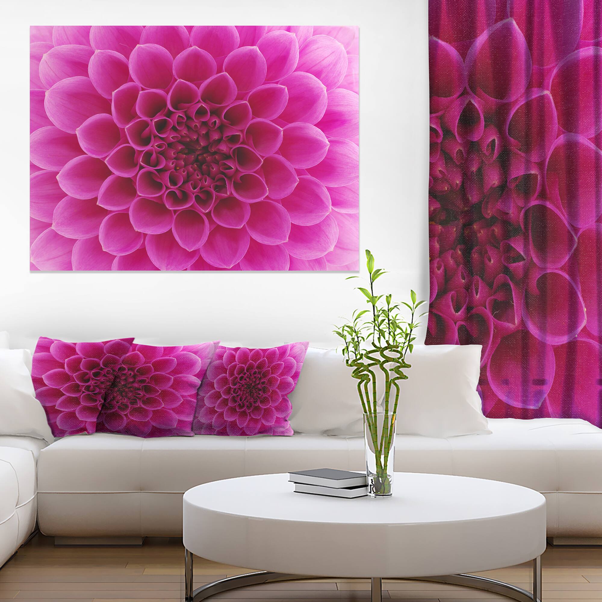 Designart - Dark Pink Abstract Flower Petals - Floral Canvas Art Print