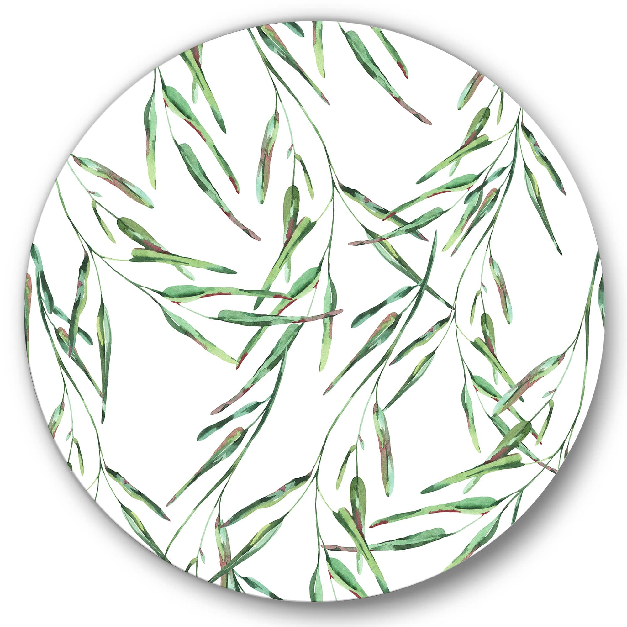 Designart - Tropical Green Leaves In Summer Times II - Tropical Metal Circle Wall Art