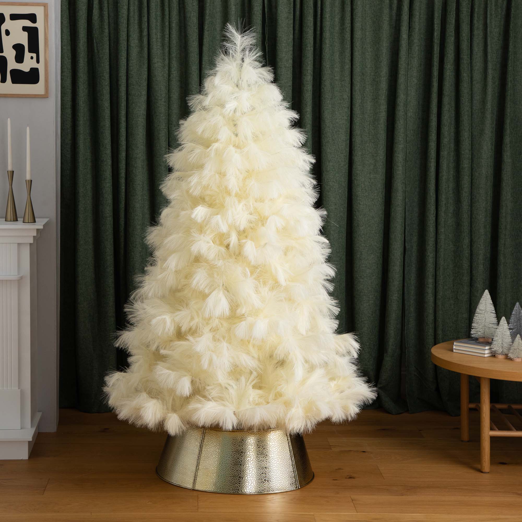 6ft. Unlit Off-White Pampas Grass Artificial Christmas Tree