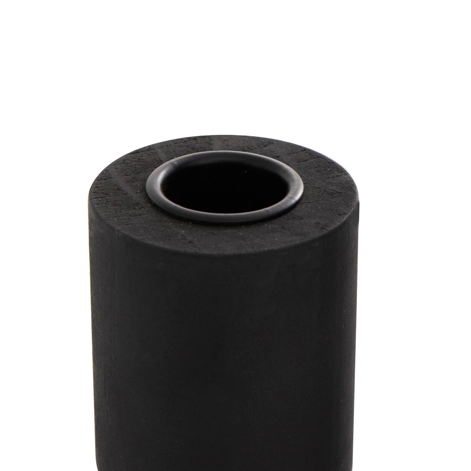 Black Wood Minimalistic Tapered Candle Holder Set