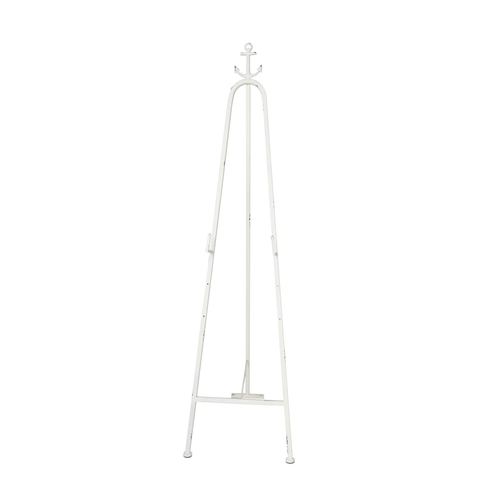 5.5ft. 3-Tier Adjustable White Metal Anchor Easel with Foldable Stand and Chain Support