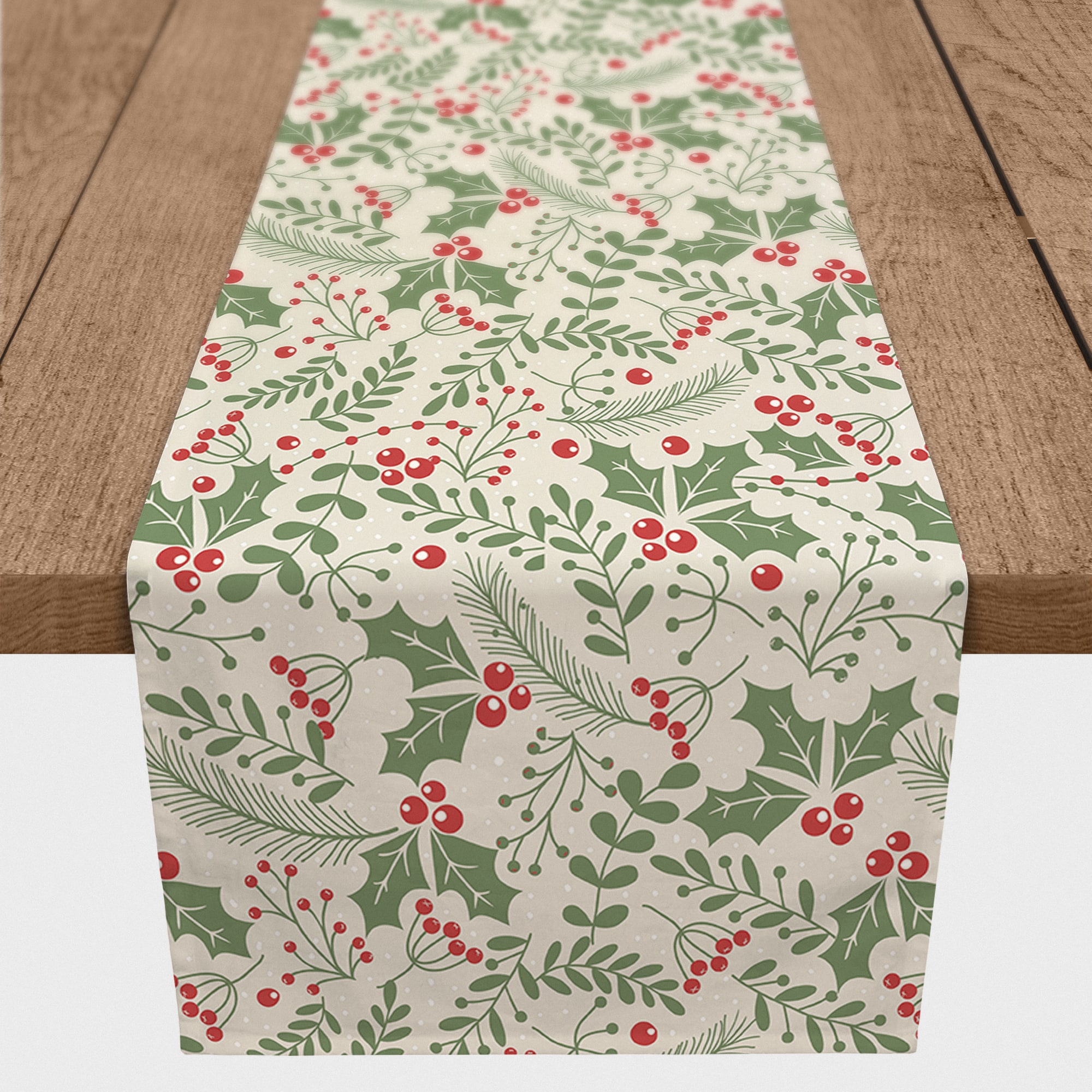 72&#x22; Holly Pattern Poly Twill Table Runner