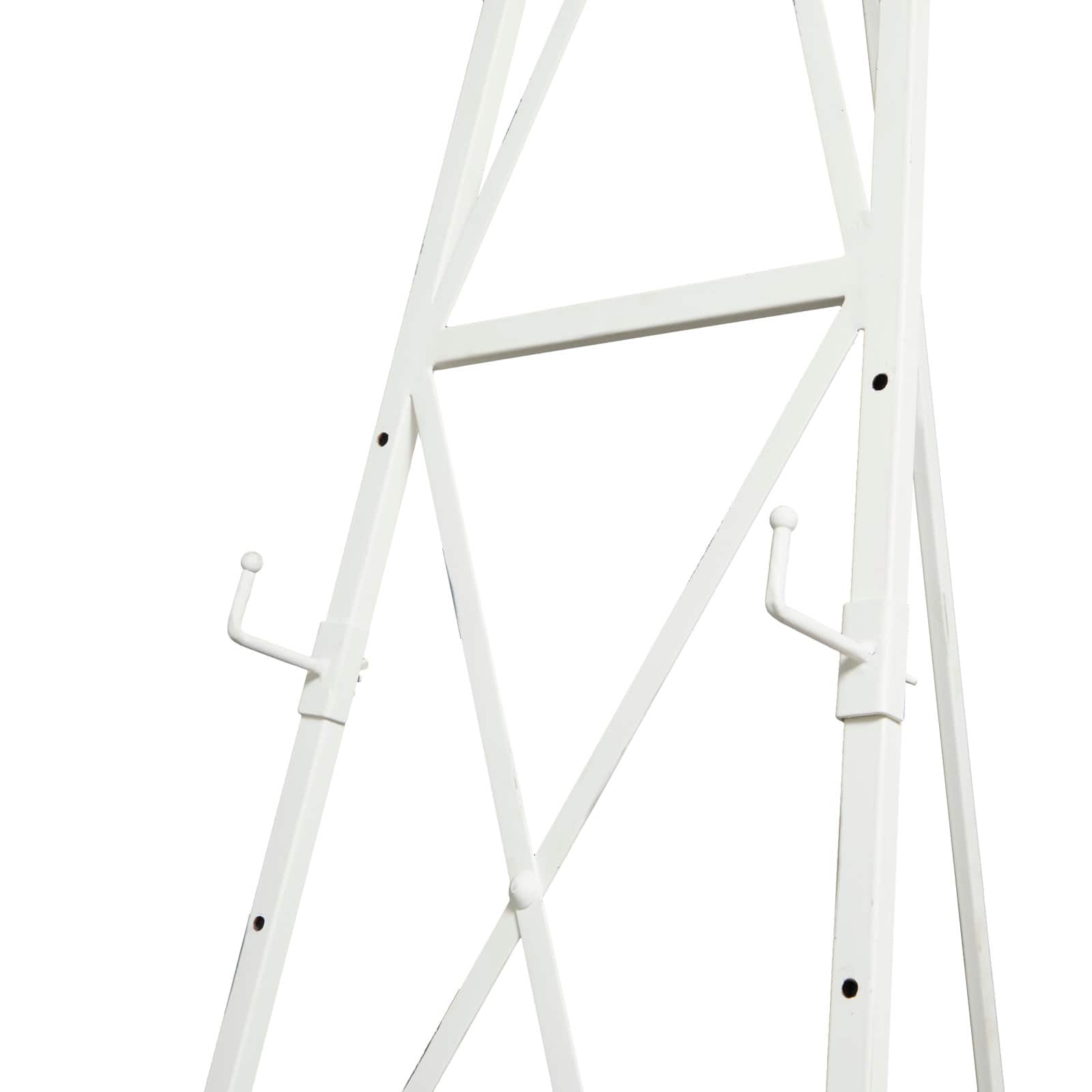 64" White Metal Adjustable Minimalist Floor Easel with Chain Support