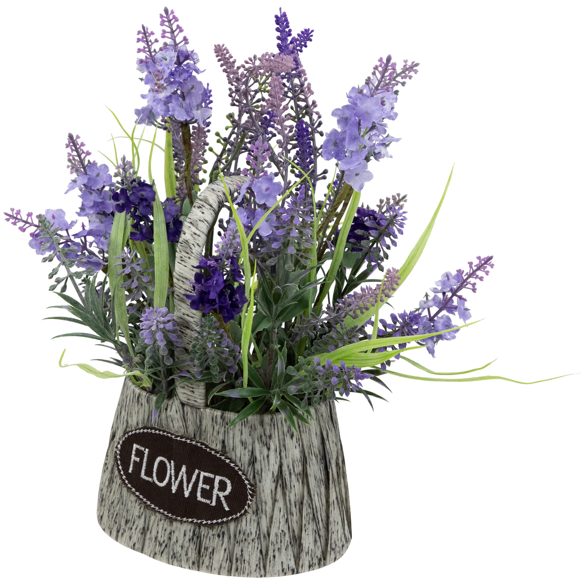 12" Lavender Bouquet in Flower Spring Basket with Handle