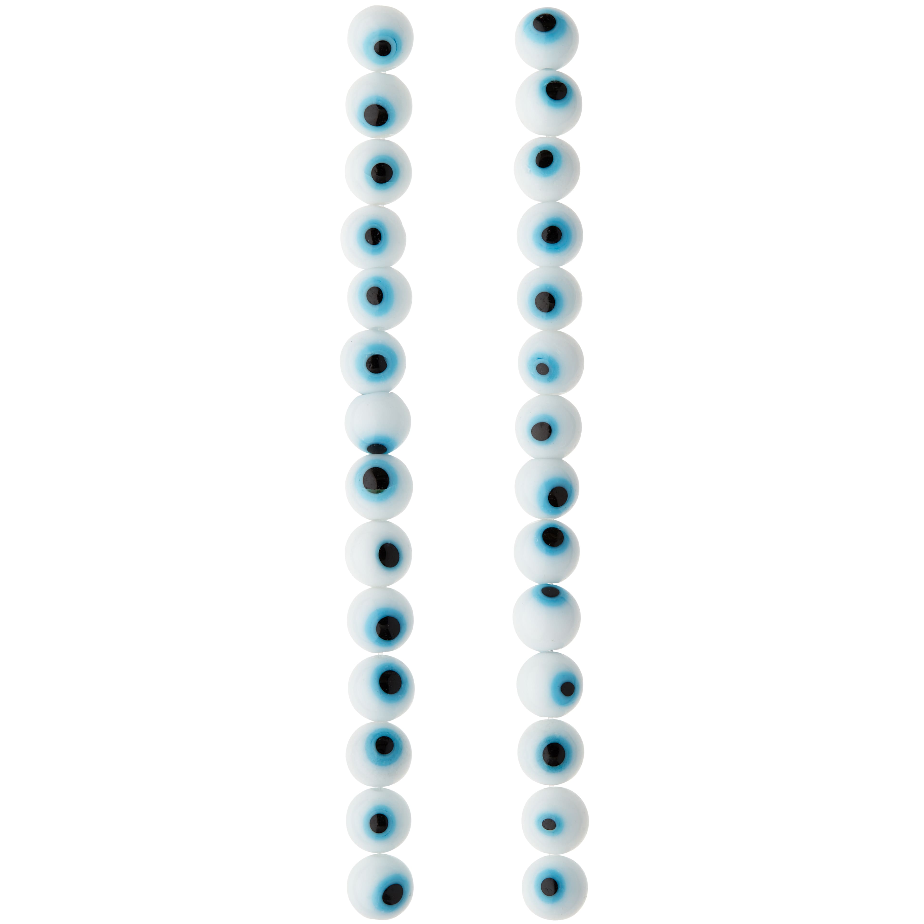White Evil Eye Glass Round Beads by Bead Landing&#x2122;