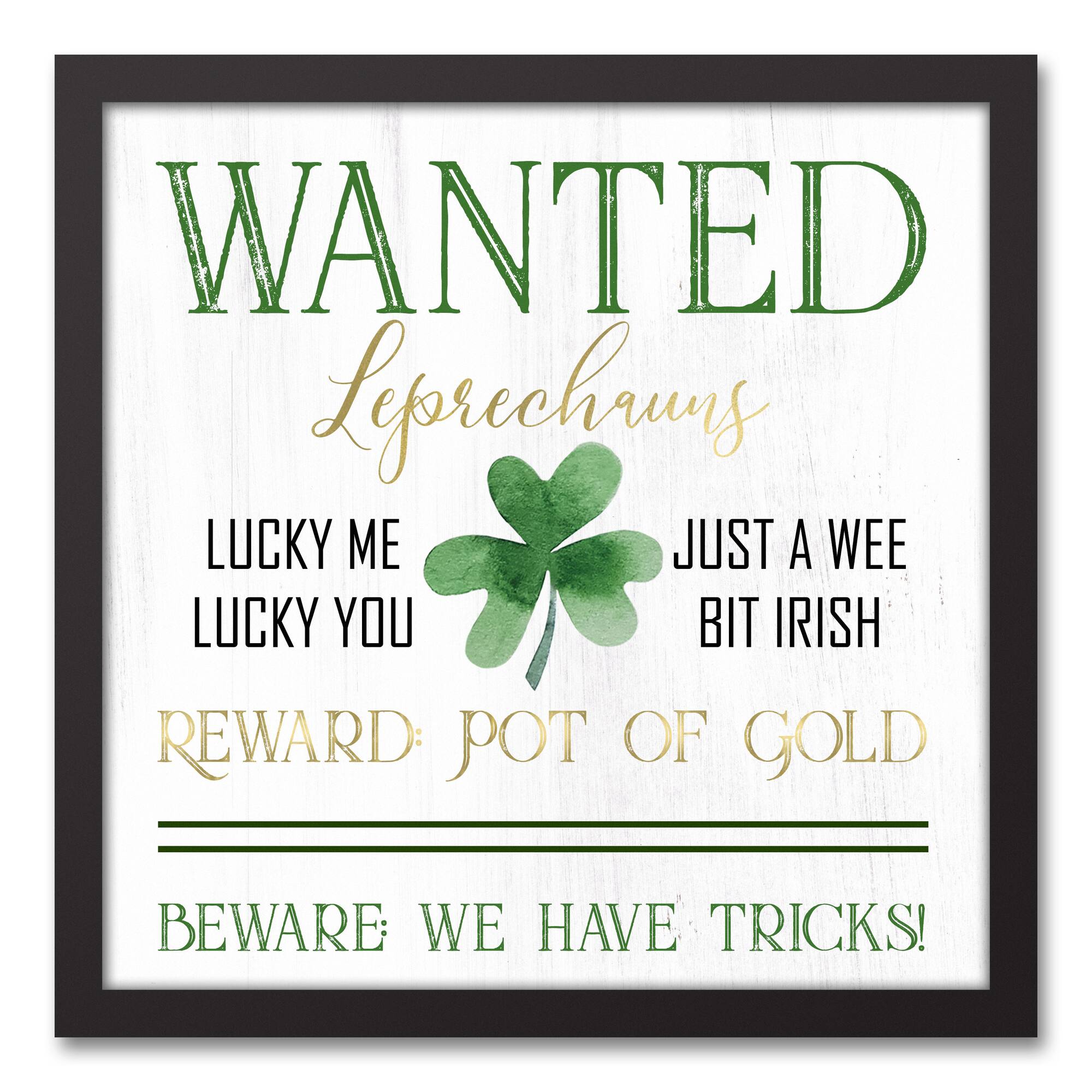 Leprechauns Wanted 17.73" x 17.73" Black Framed Canvas