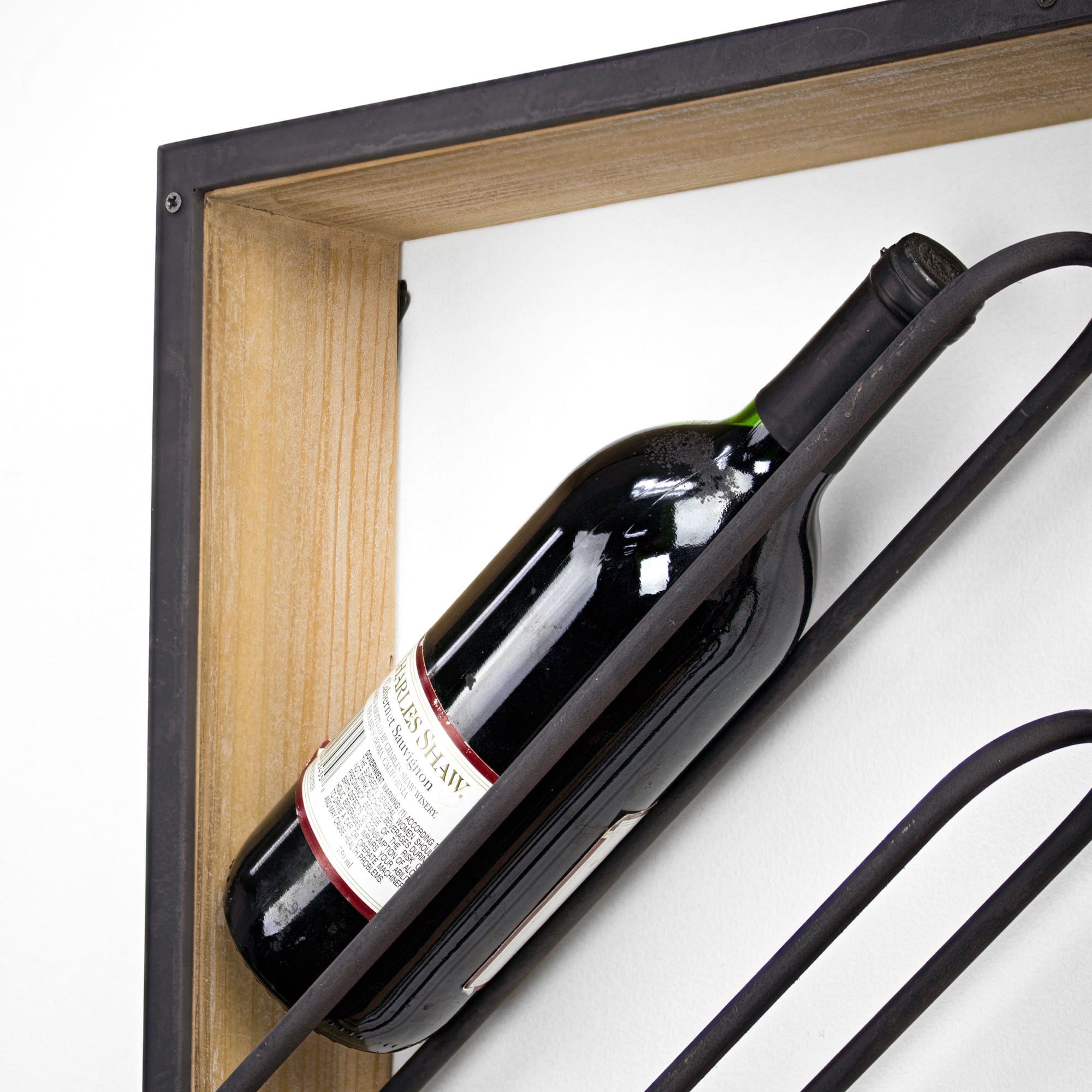 Wood &#x26; Metal Wall Mounted Wine Rack