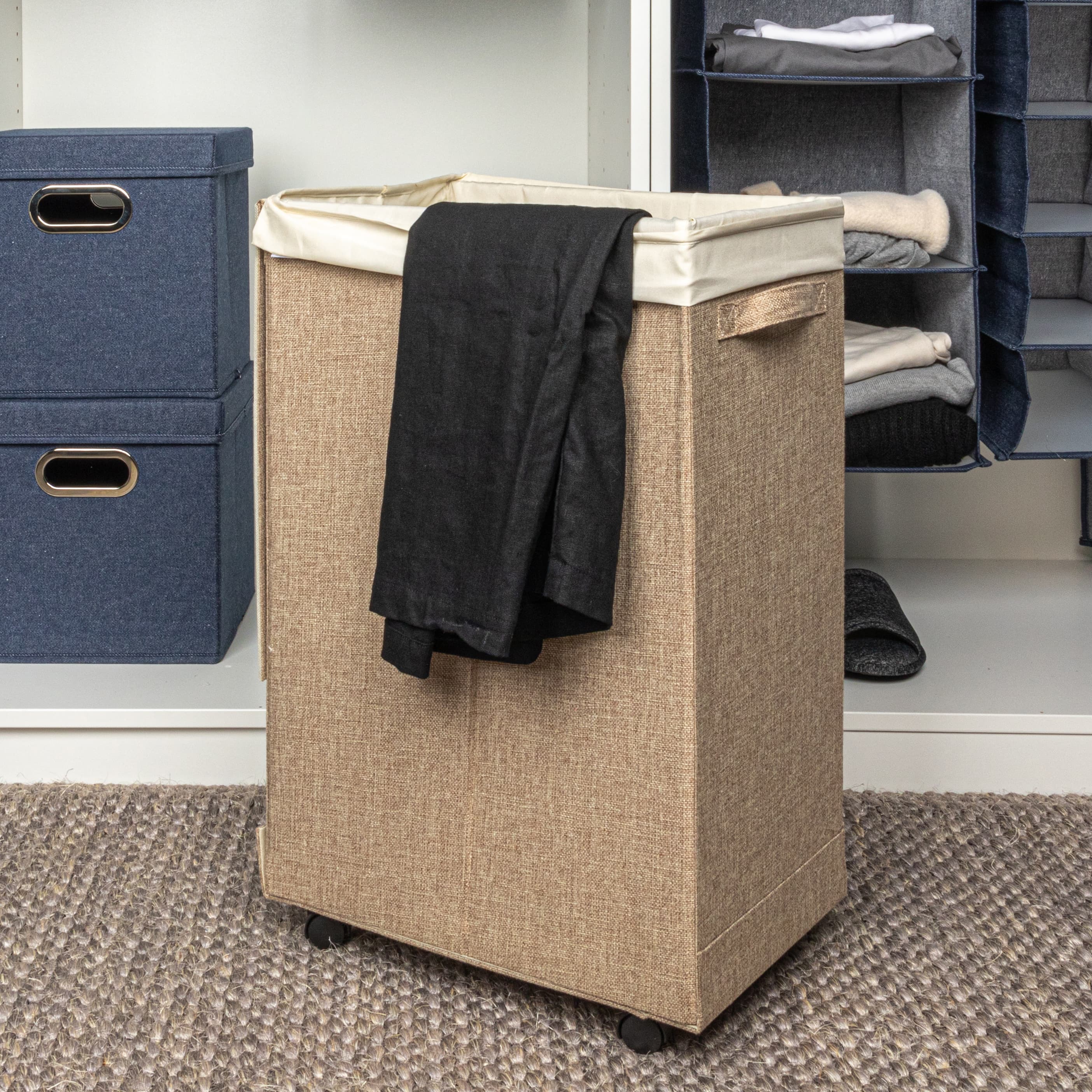 Household Essentials Narrow Collapsible Laundry Hamper with Liner & Lid