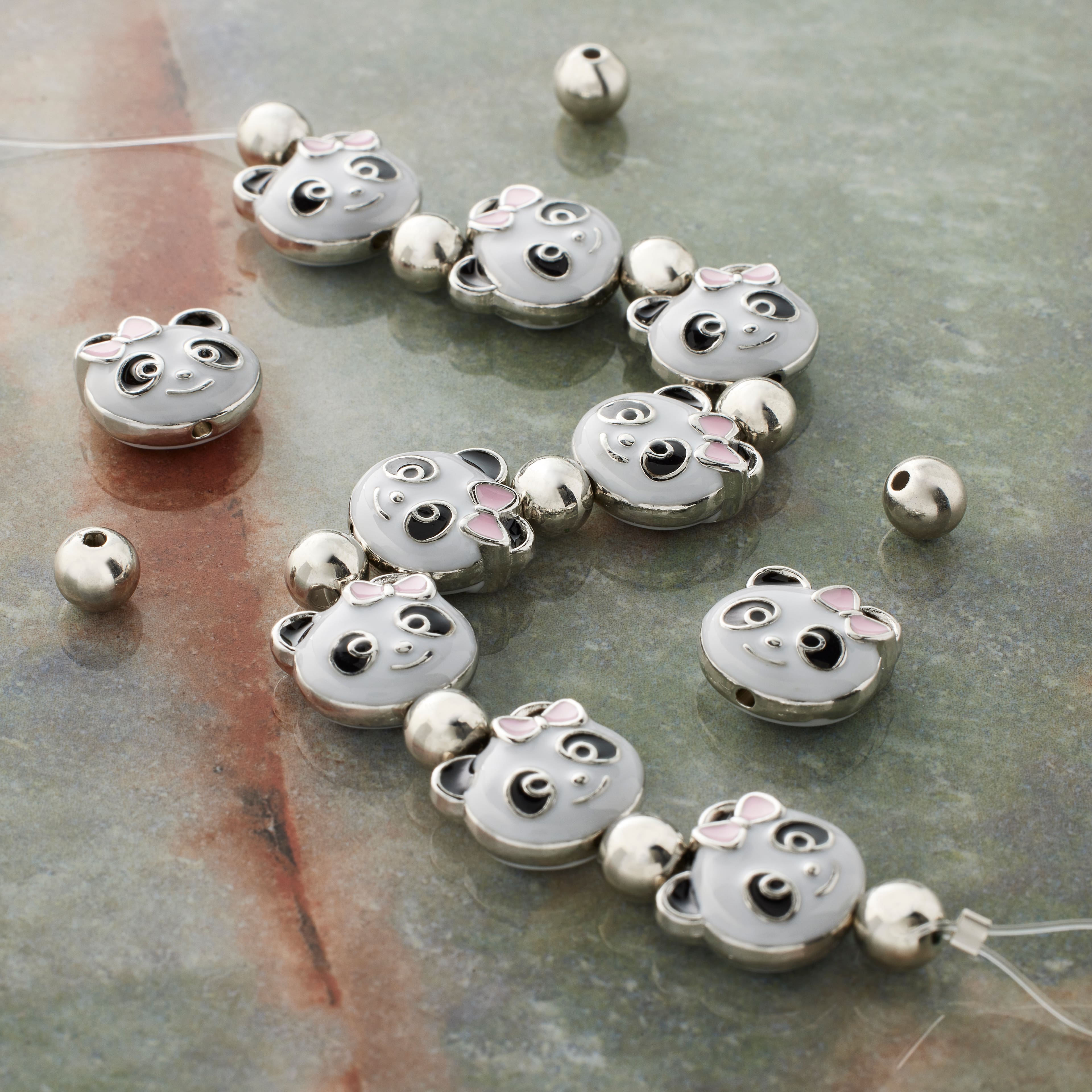 Enamel Metal Panda Beads, 13mm by Bead Landing™