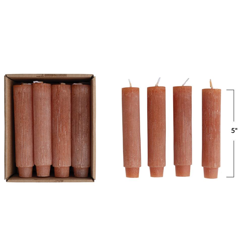 Hello Honey® 5" Spice Powder Finish Unscented Pleated Taper Candles In Box Set, 12ct.