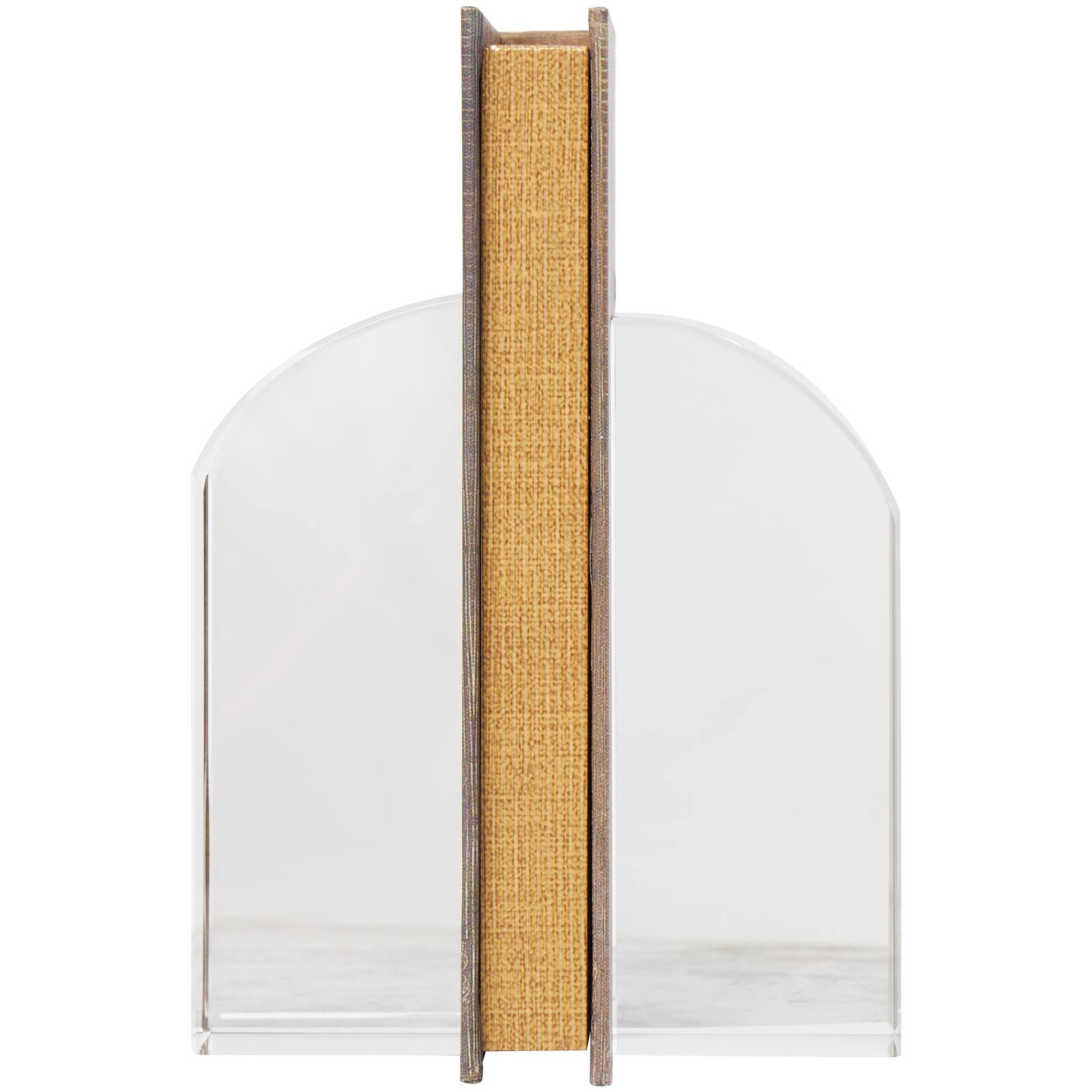6" Clear Crystal Geometric Arched Bookends Set