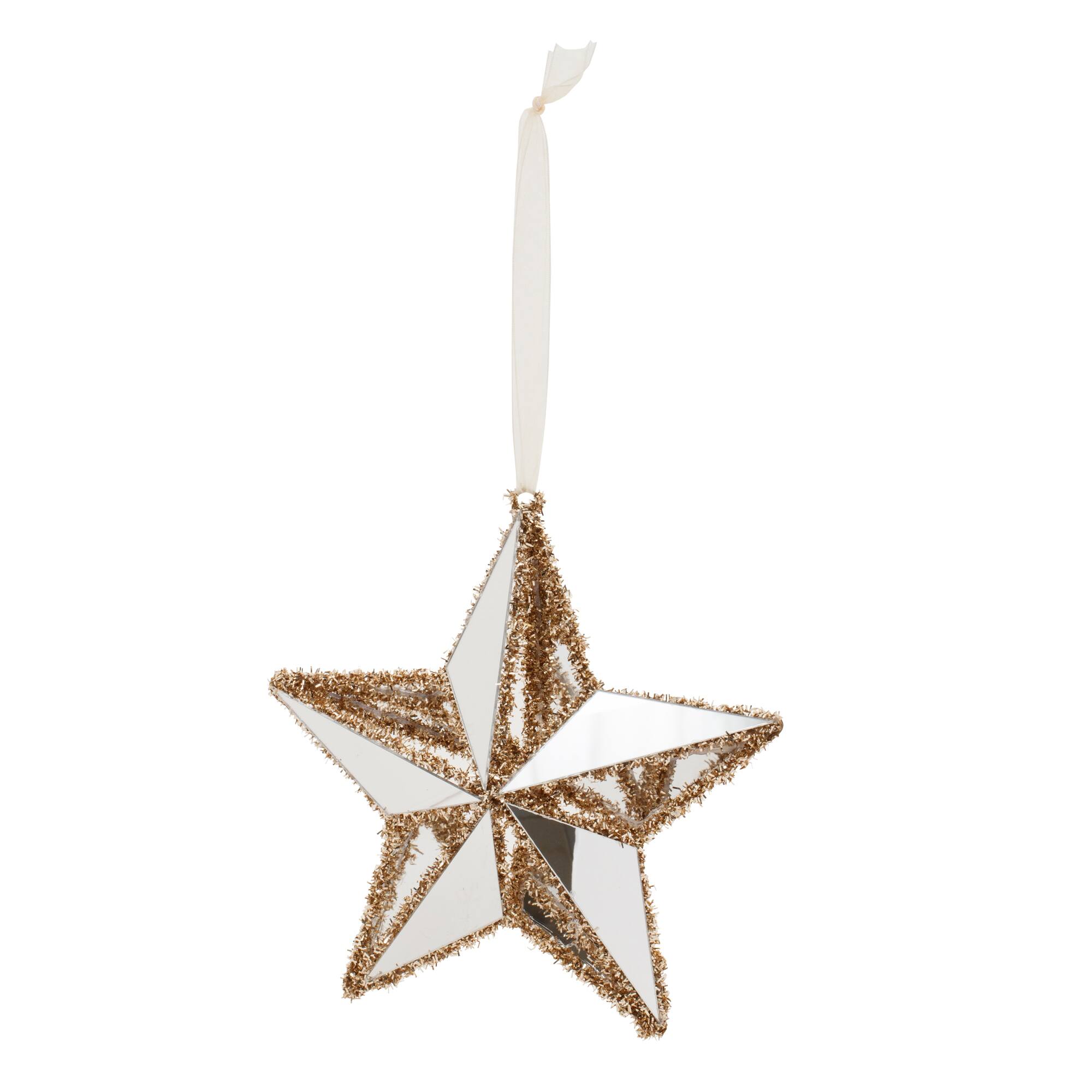 8.5&#x22; Gold Tinsel Star Ornaments, 12ct.