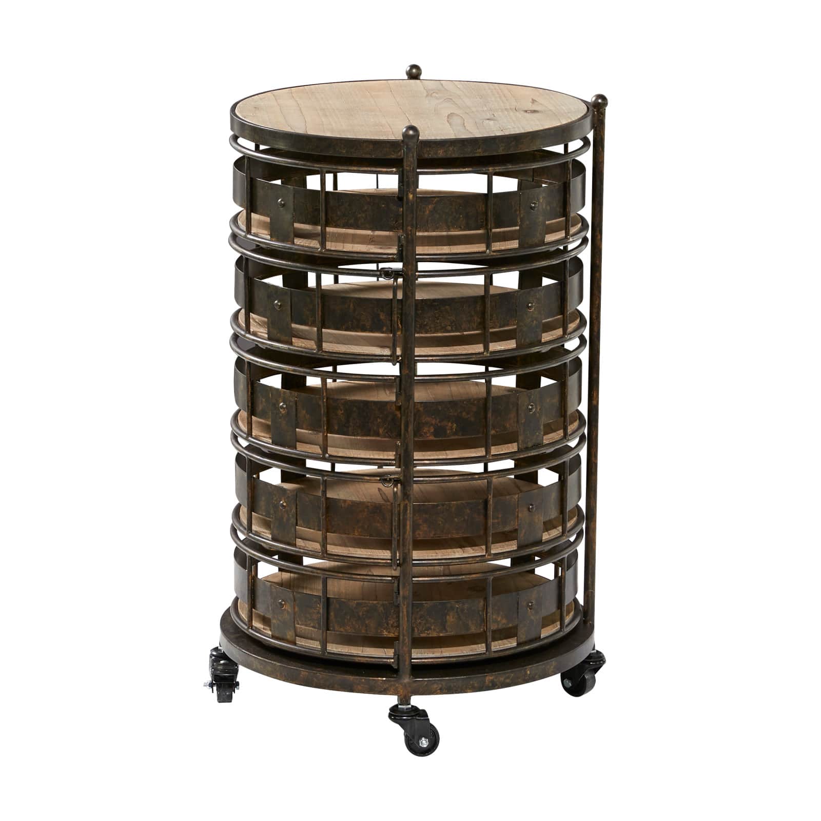 Brown Metal Farmhouse Storage Cart, 28&#x22; x 17&#x22; x 17&#x22;