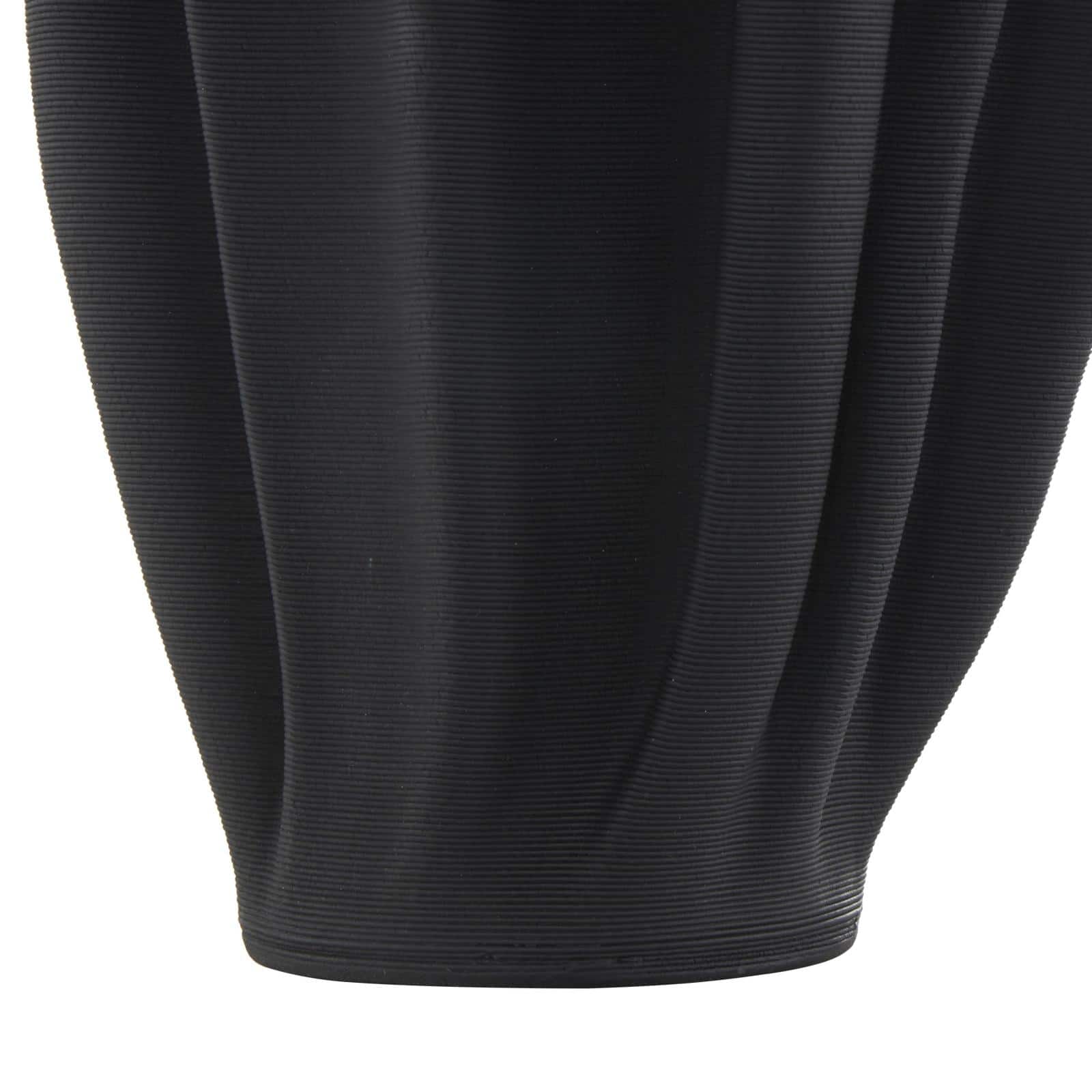 Black Abstract Fluted Ceramic Tulip Vase