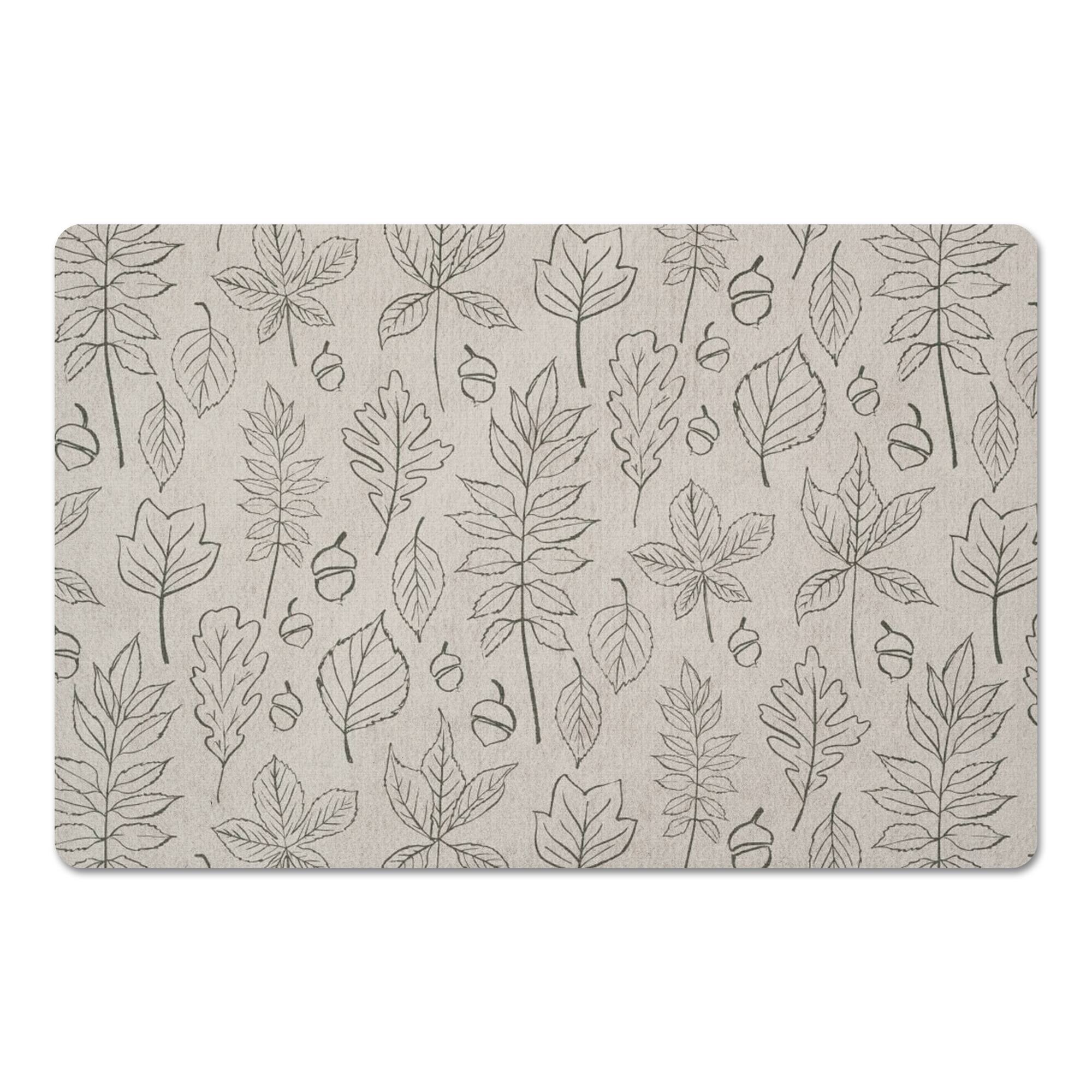 White Leaf Pattern Floor Mat