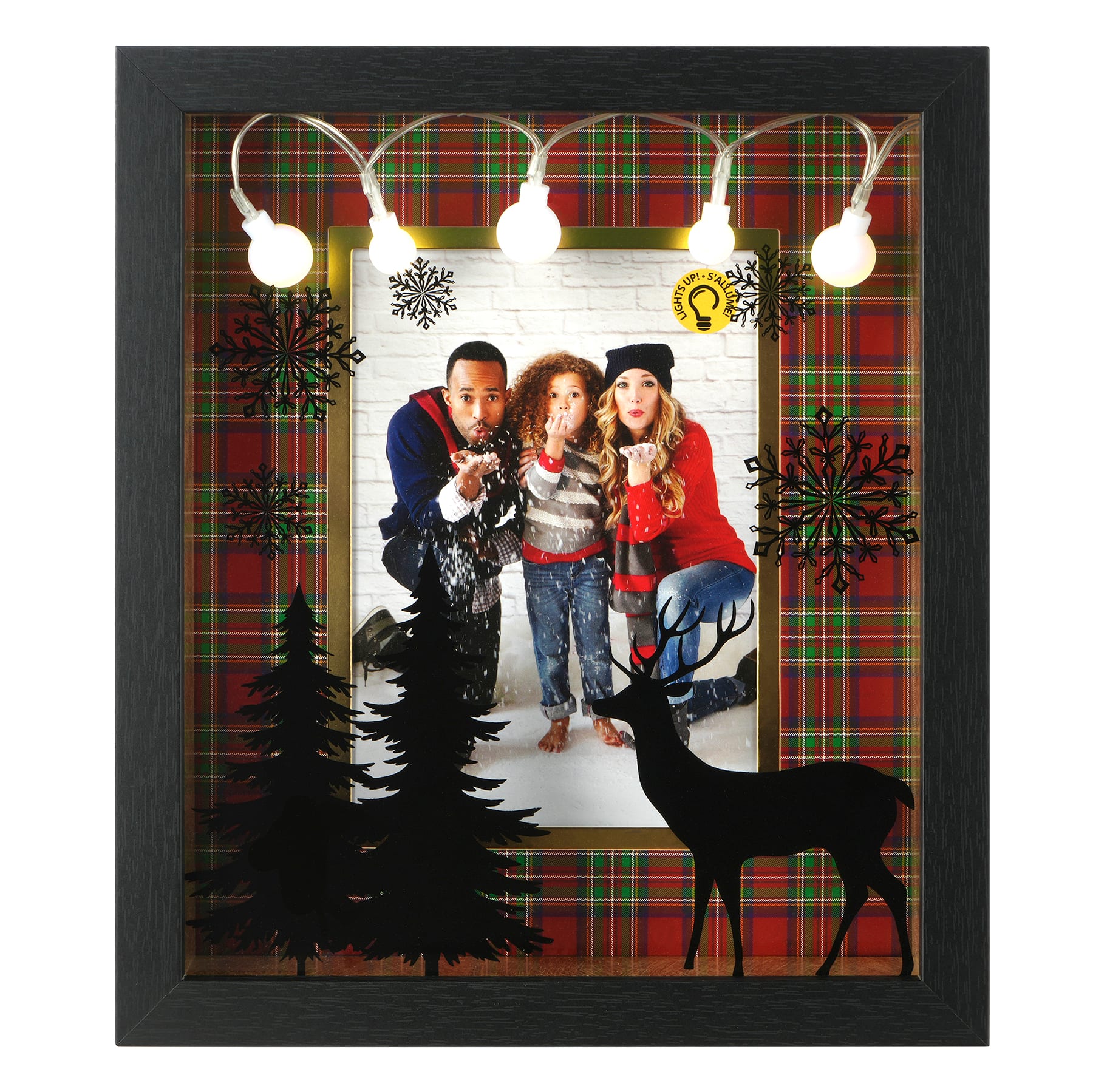 5" x 7" Black Forest & Plaid Light-Up Tabletop Frame with Mat by Studio Décor®
