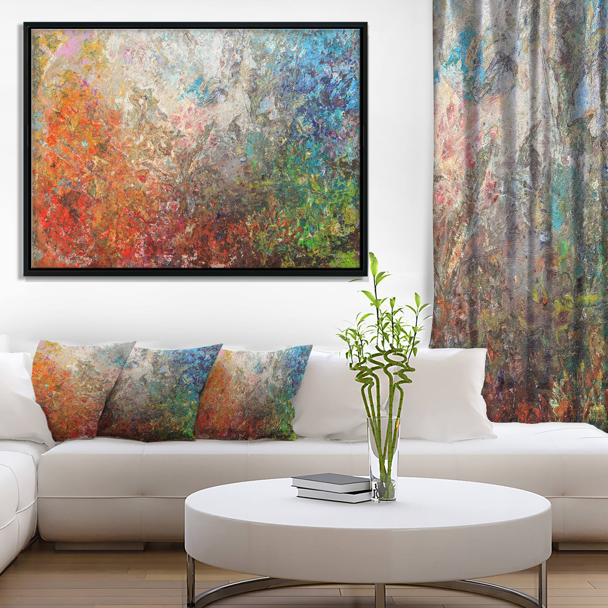 Designart - Board Stained Abstract Art - Abstract Framed Canvas Art Print