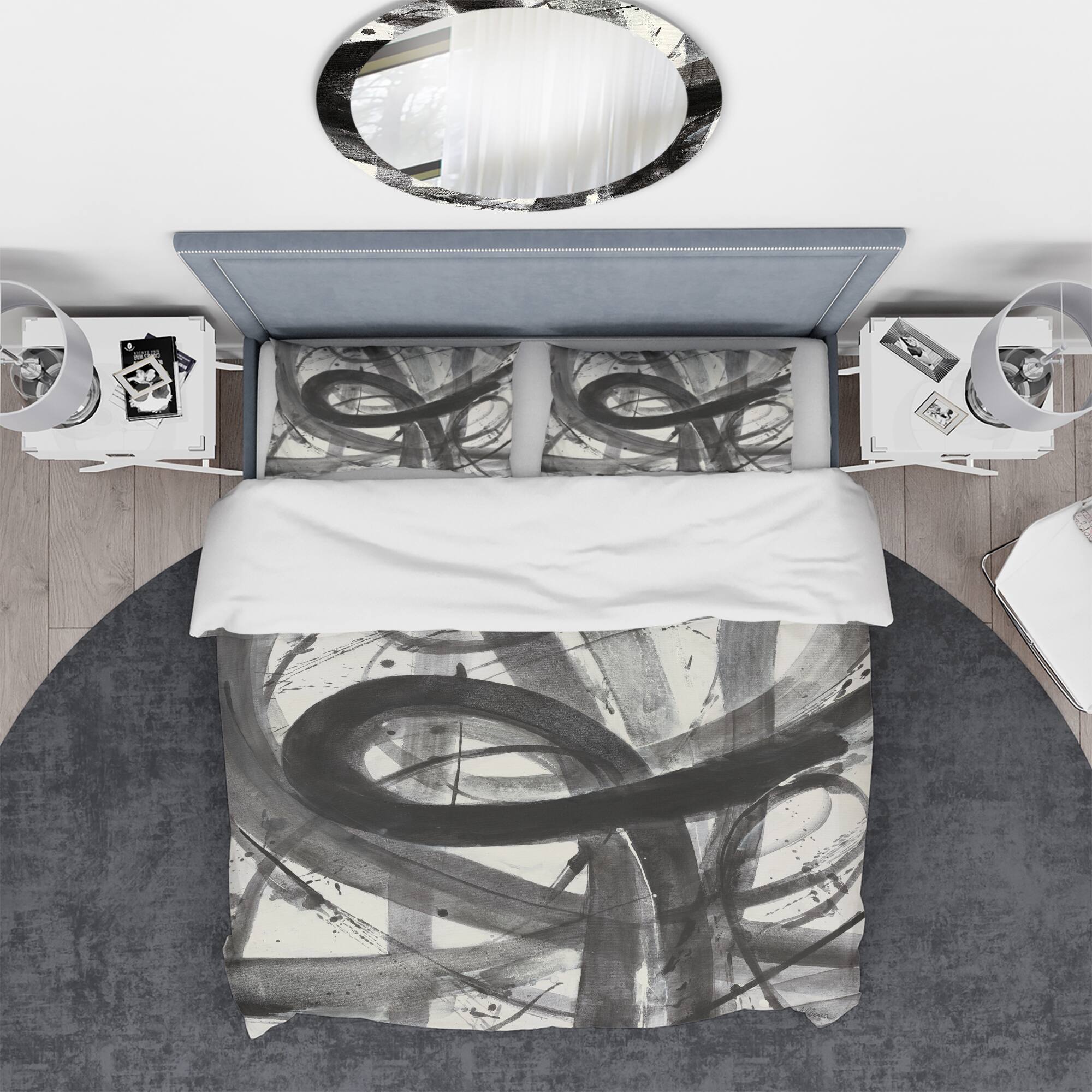 Designart &#x27;Minimalistic Roller III&#x27; Geometric Bedding Set - Duvet Cover &#x26; Shams