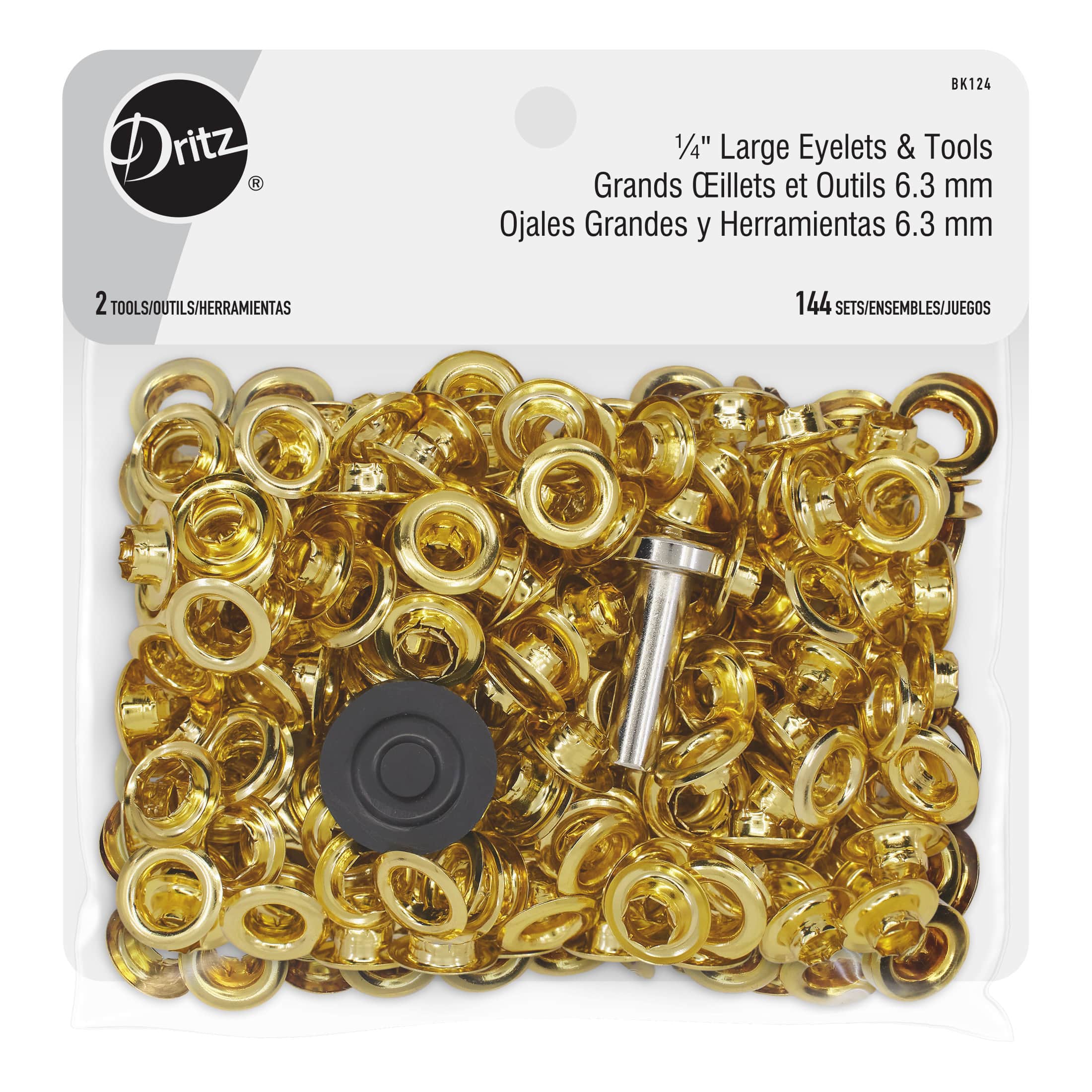 Dritz&#xAE; Brass Large Eyelets &#x26; Tools, 1/4&#x22;