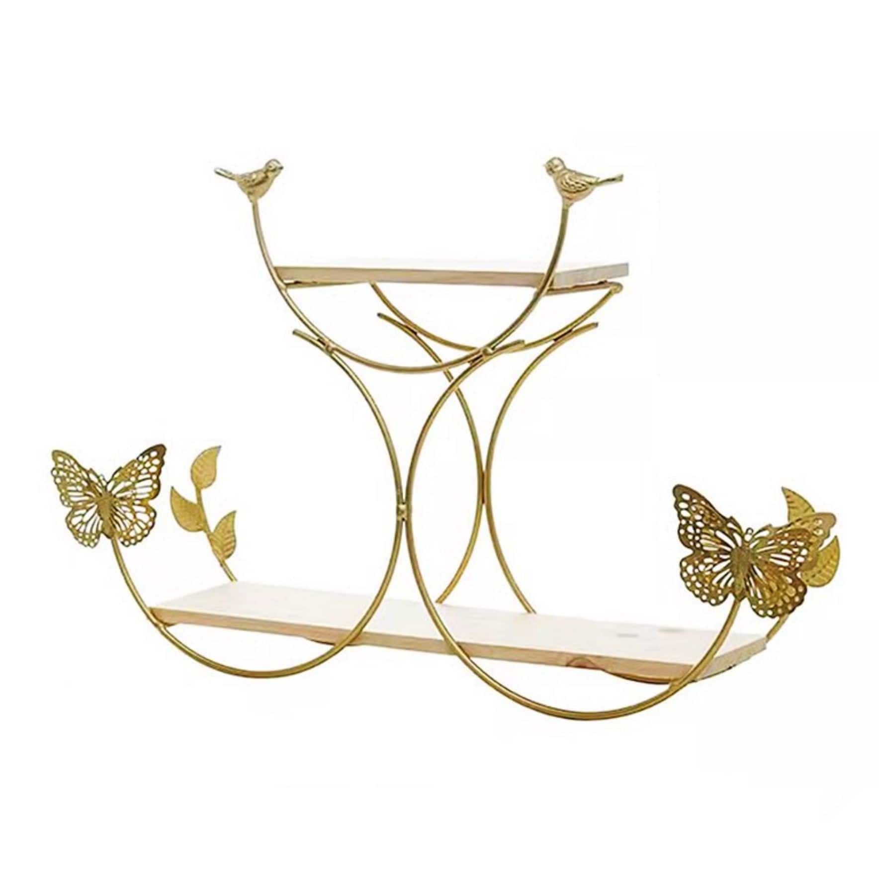 NEX™ Gold Iron Butterfly Models 2-Tier Floating Wall Shelf