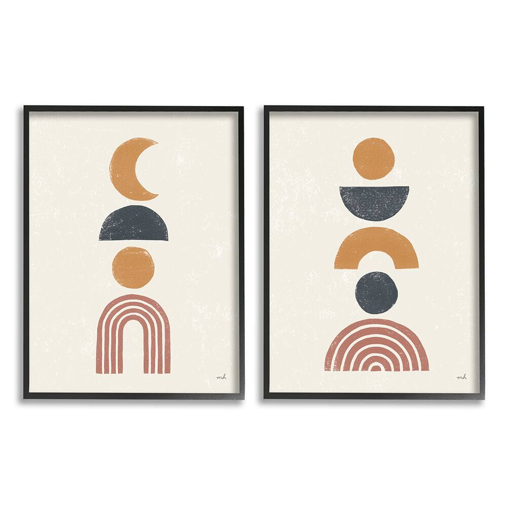 Stupell Industries Sun and Moon Bohemian Symbols Neutral Primary in Frame Wall Art