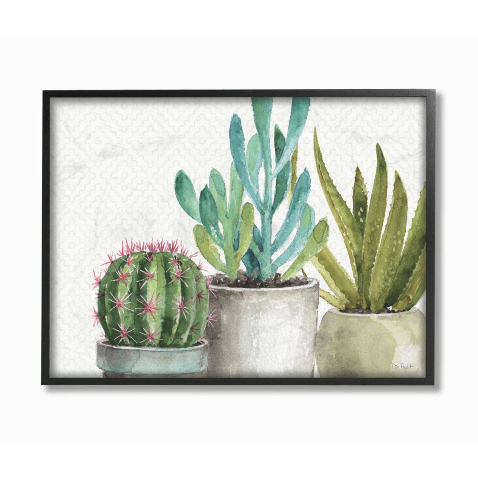 Stupell Industries Modern Succulents Black Framed Wall Print