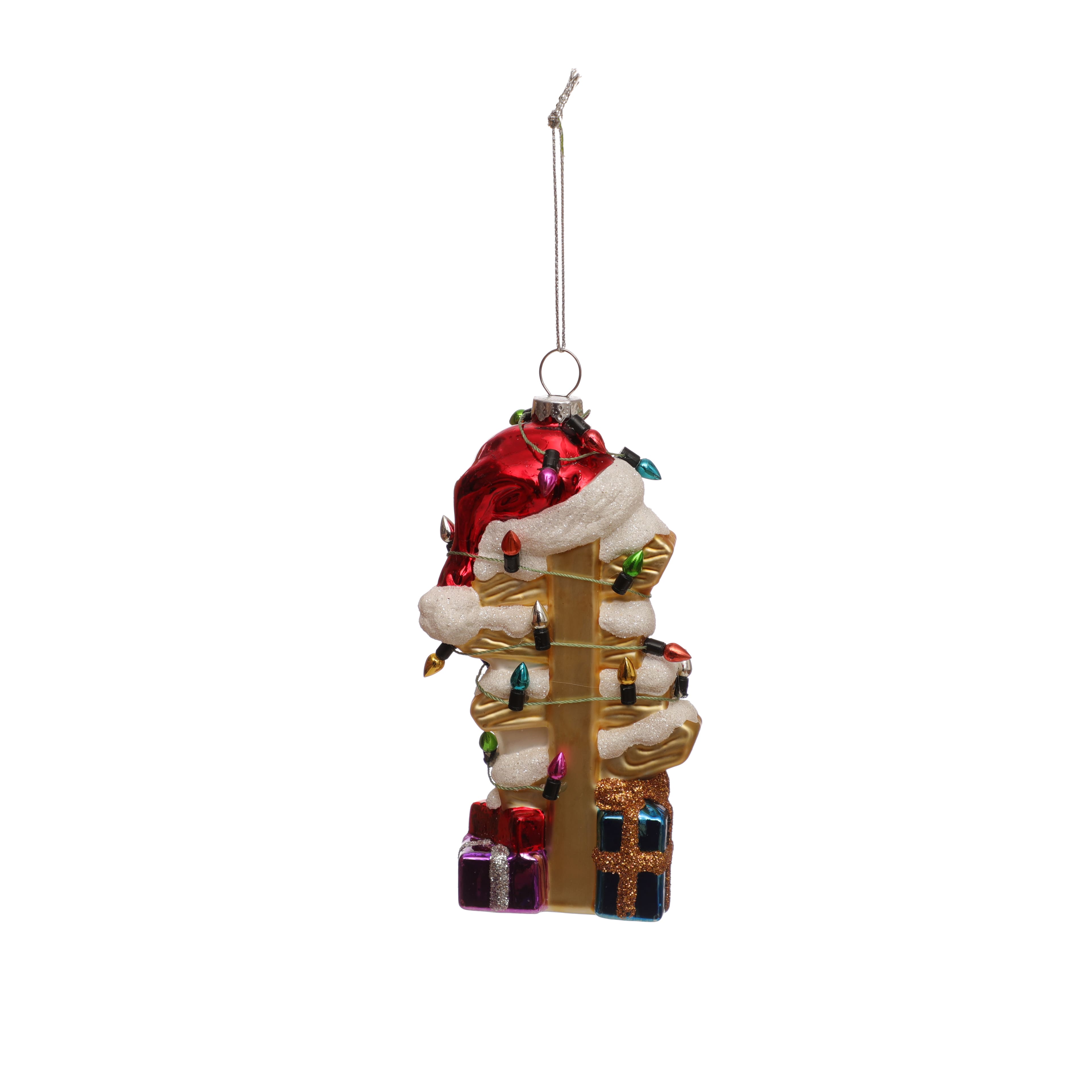 5.25&#x22; North Pole Sign with Presents &#x26; Santa Hat Glass Ornament by Ashland&#xAE;