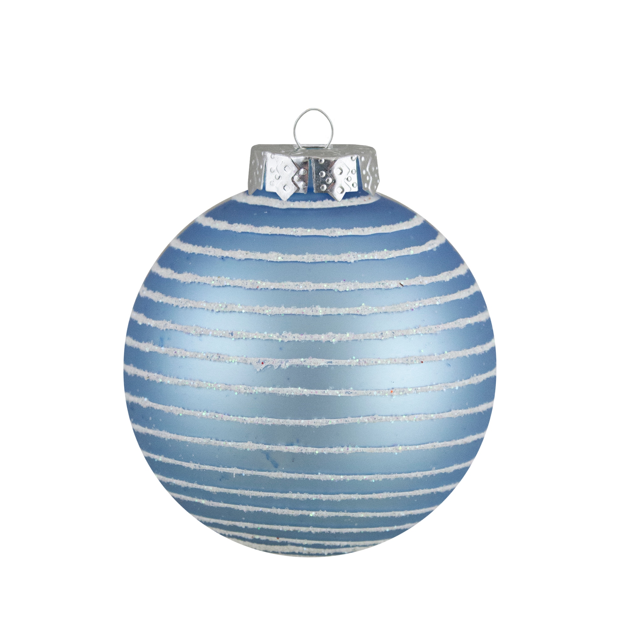 12ct. 2&#x22; Light Blue Glitter Textured Glass Ball Ornaments