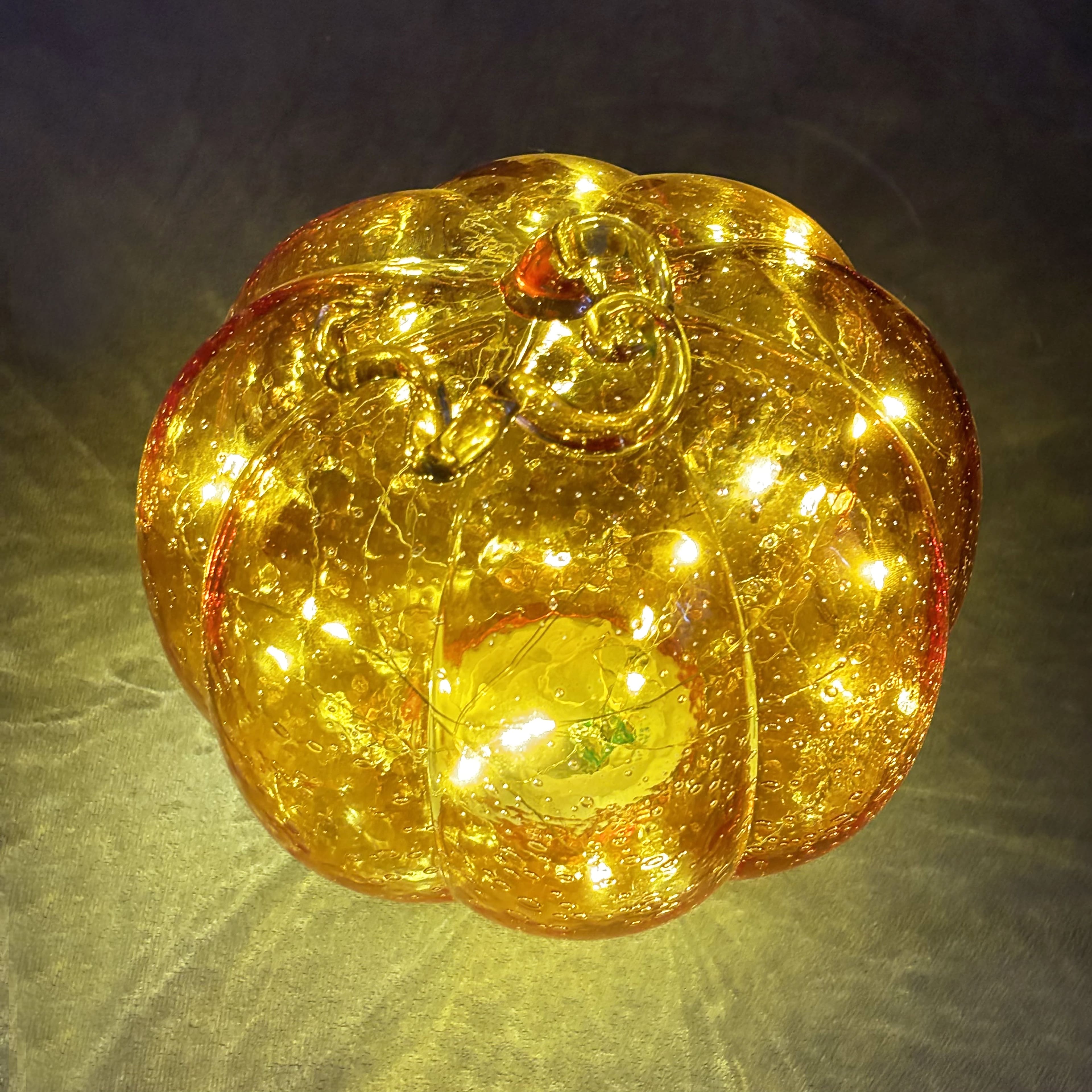 7.5&#x22; Orange Lighted Glass Pumpkin by Ashland&#xAE;