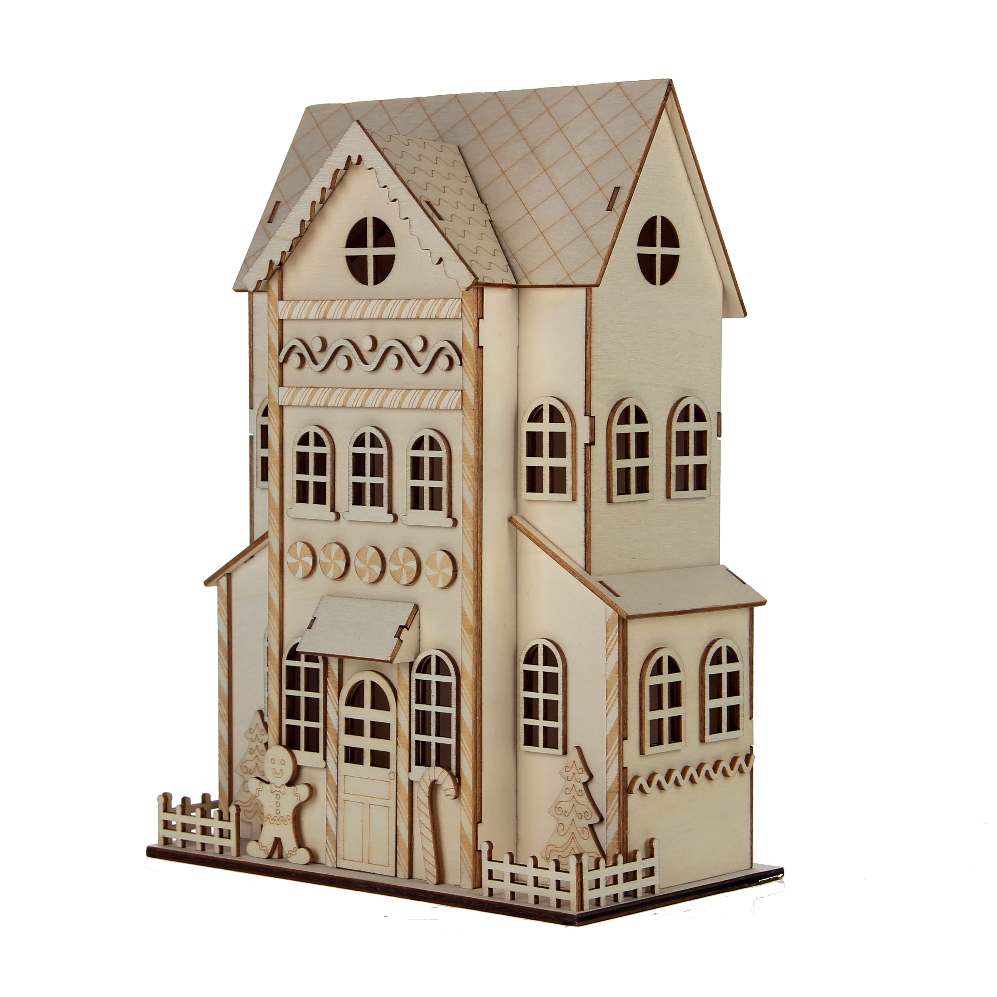 11.75&#x22; Unfinished Gingerbread House DIY LED Wood D&#xE9;cor by Make Market&#xAE;