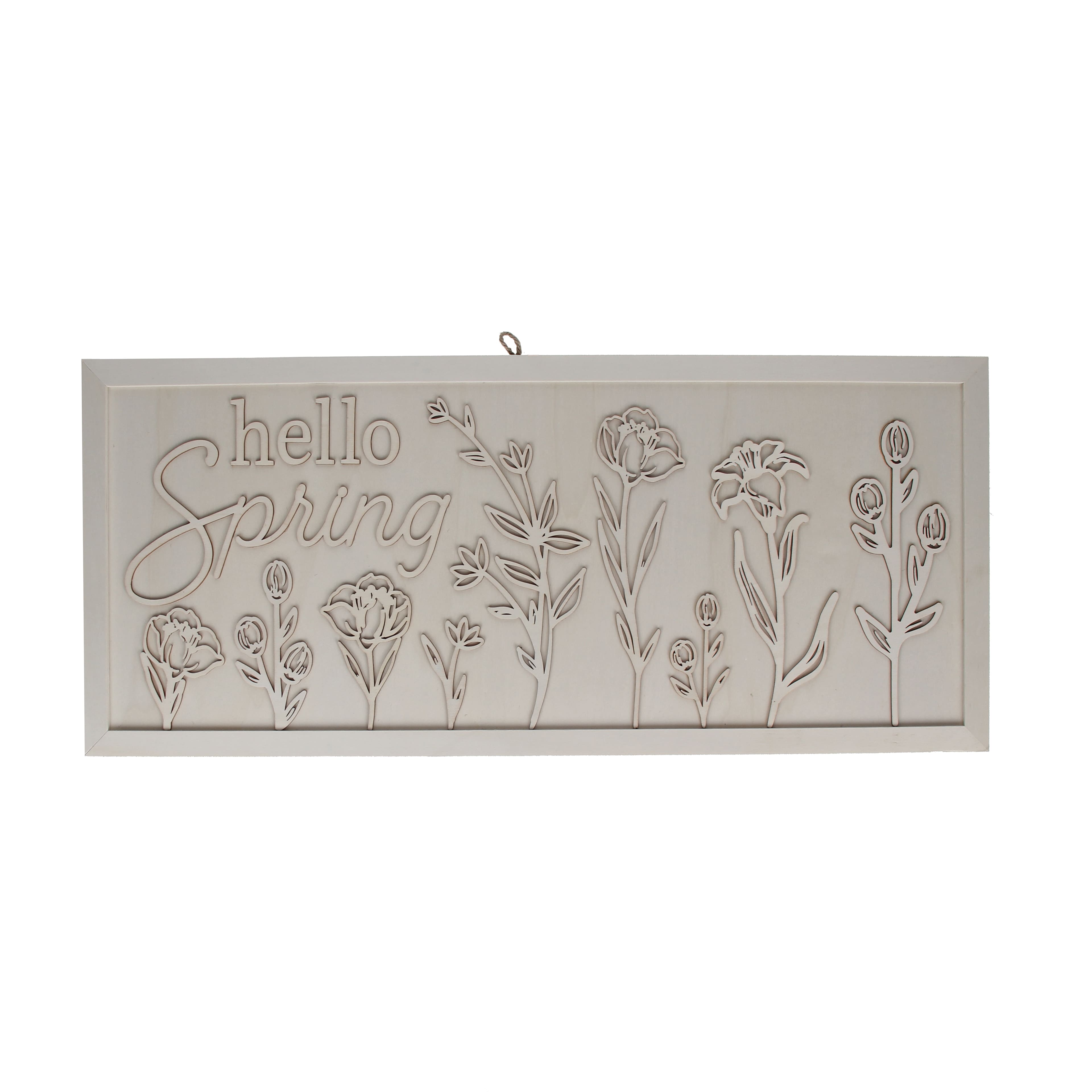 28 x 12 Wood Framed Hello Spring Plaque by Make Market®