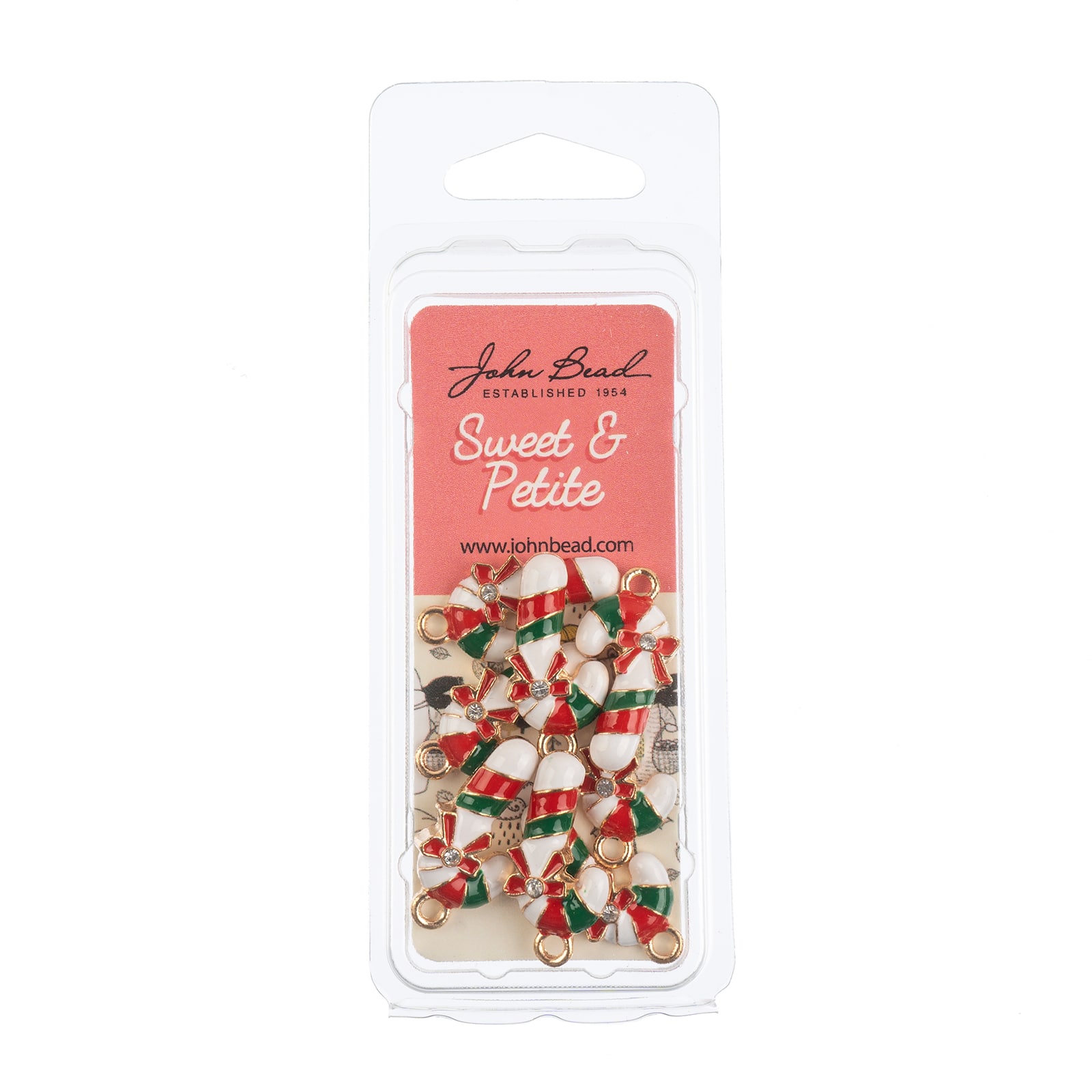 John Bead Sweet &#x26; Petite Candy Cane Holiday Charms, 8ct.