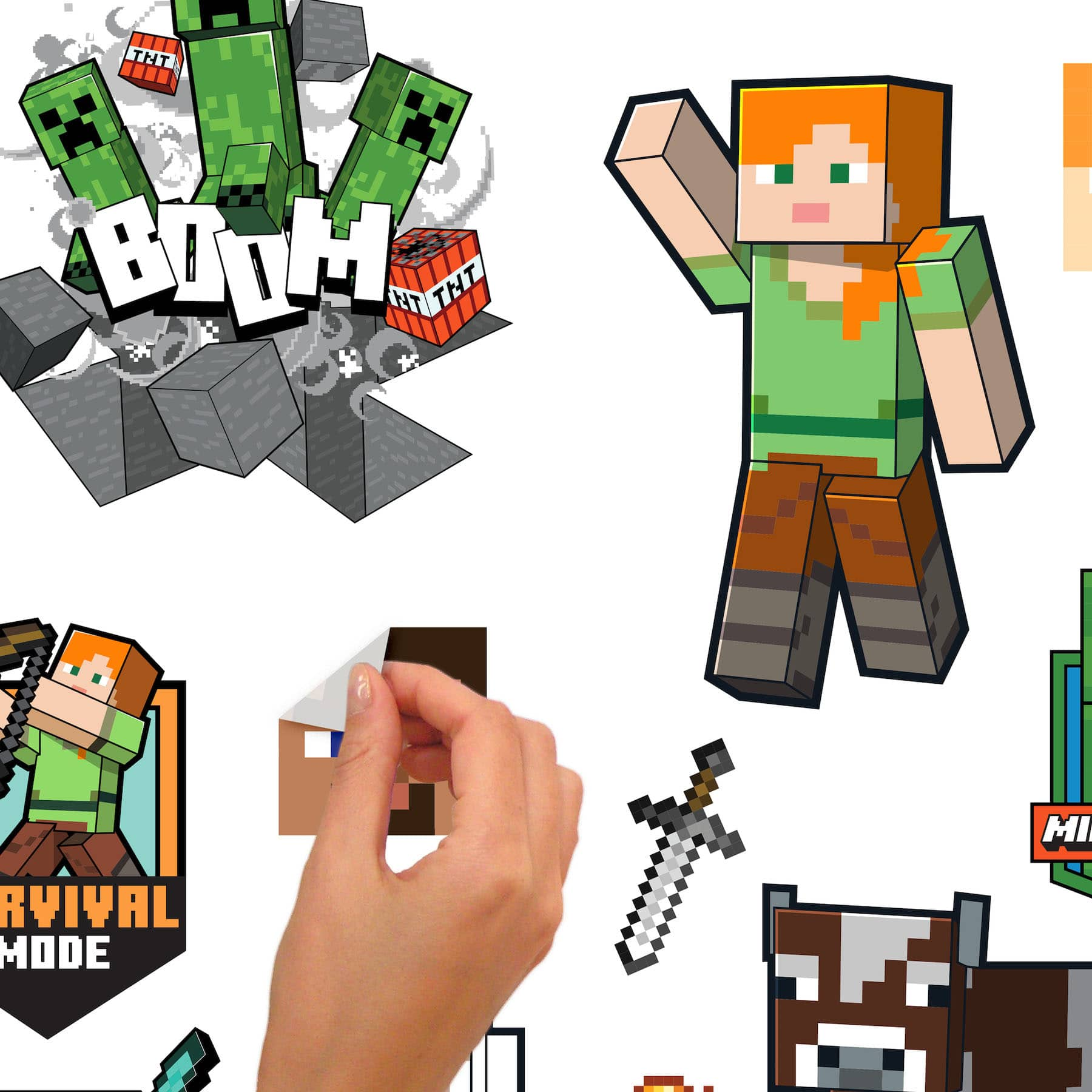 RoomMates Minecraft Characters Peel &#x26; Stick Wall Decals