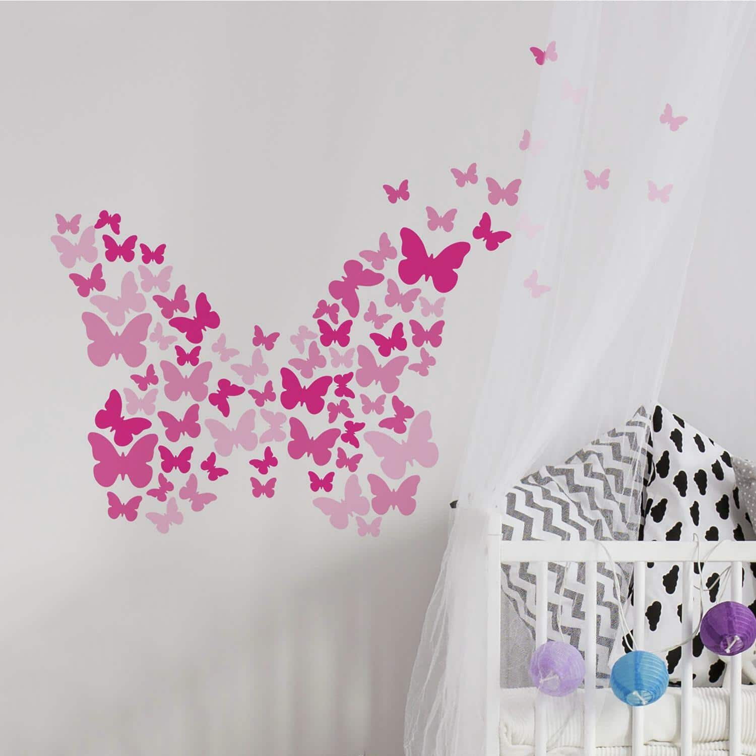 RoomMates Pink Flutter Butterflies Peel & Stick Wall Decals Wall