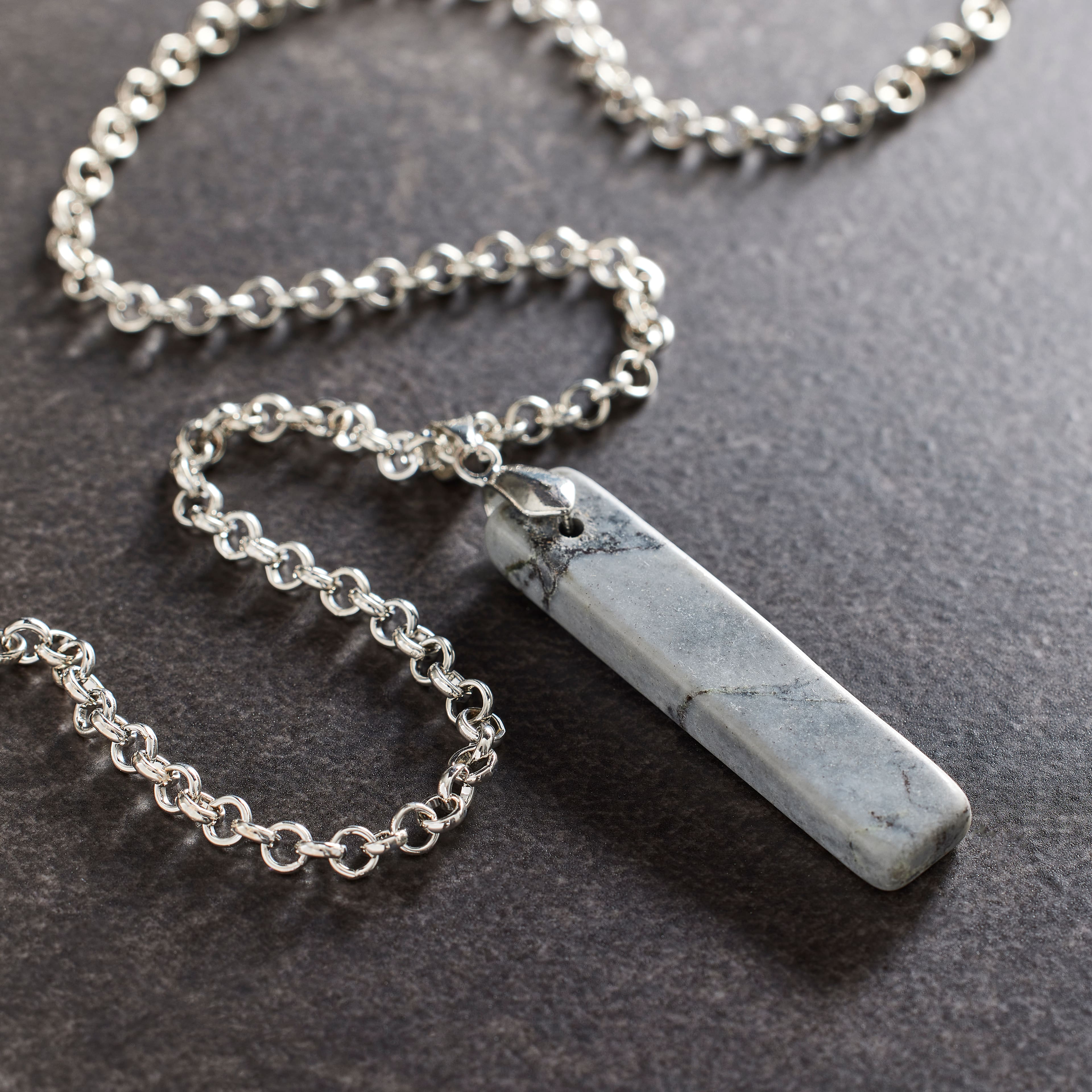 Black Network Agate Rectangle Pendant by Bead Landing™