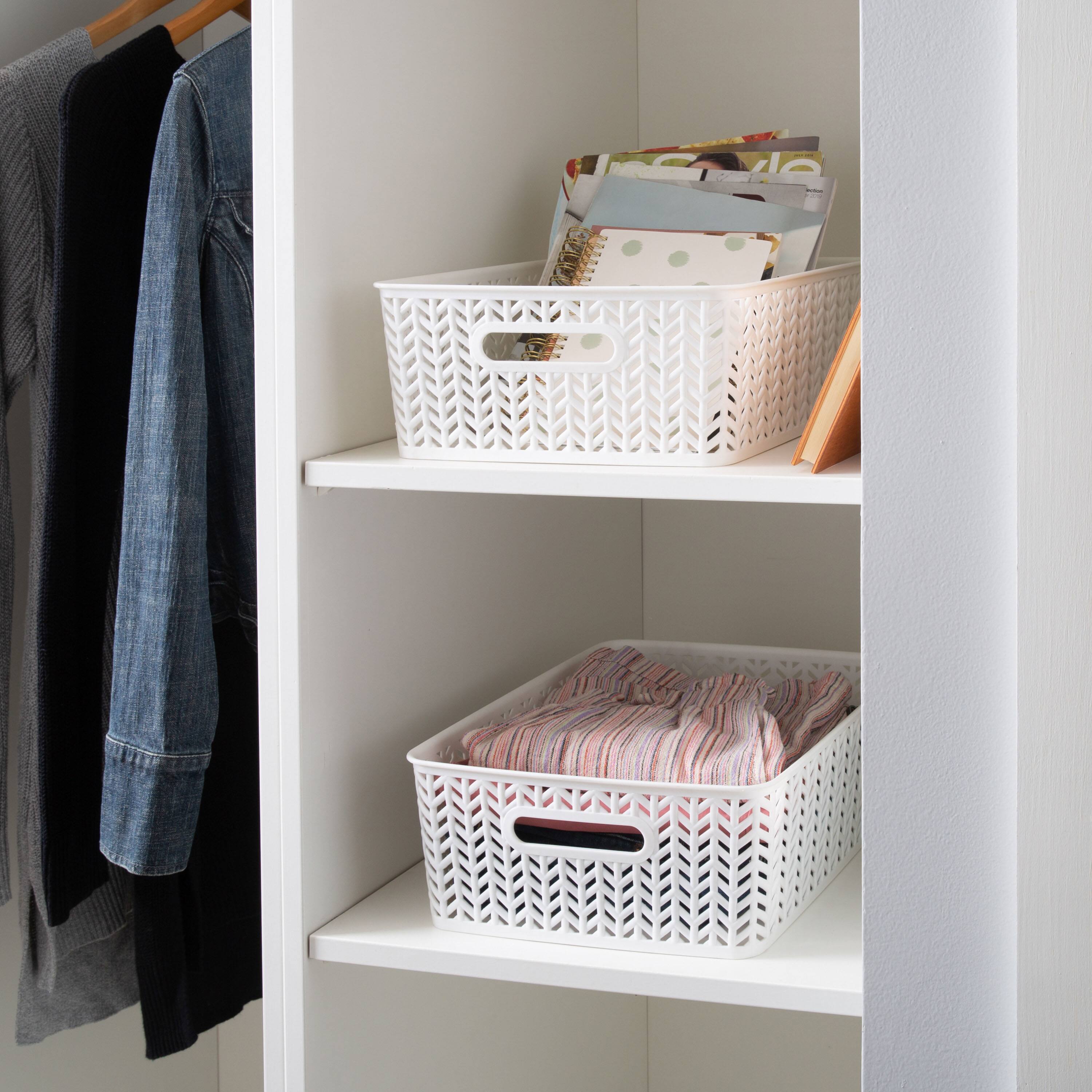 Simplify Medium Herringbone Storage Basket, 2ct.