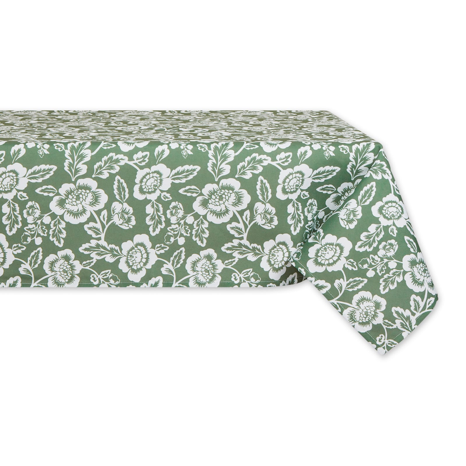 Artichoke Green Floral Print Outdoor Tablecloth, 60" x 84"