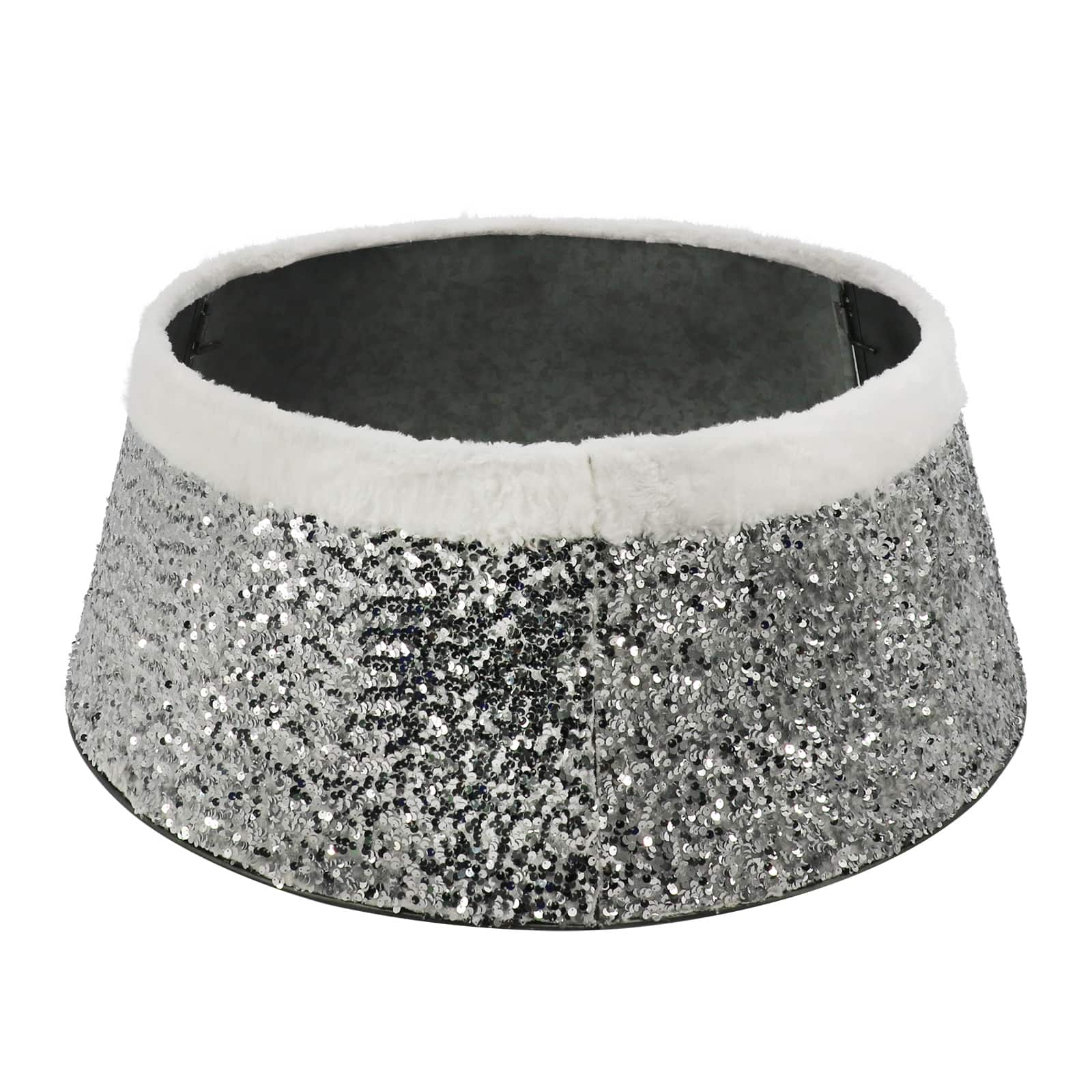 27&#x22; Silver Sequins &#x26; Faux Fur Tree Collar by Ashland&#xAE;