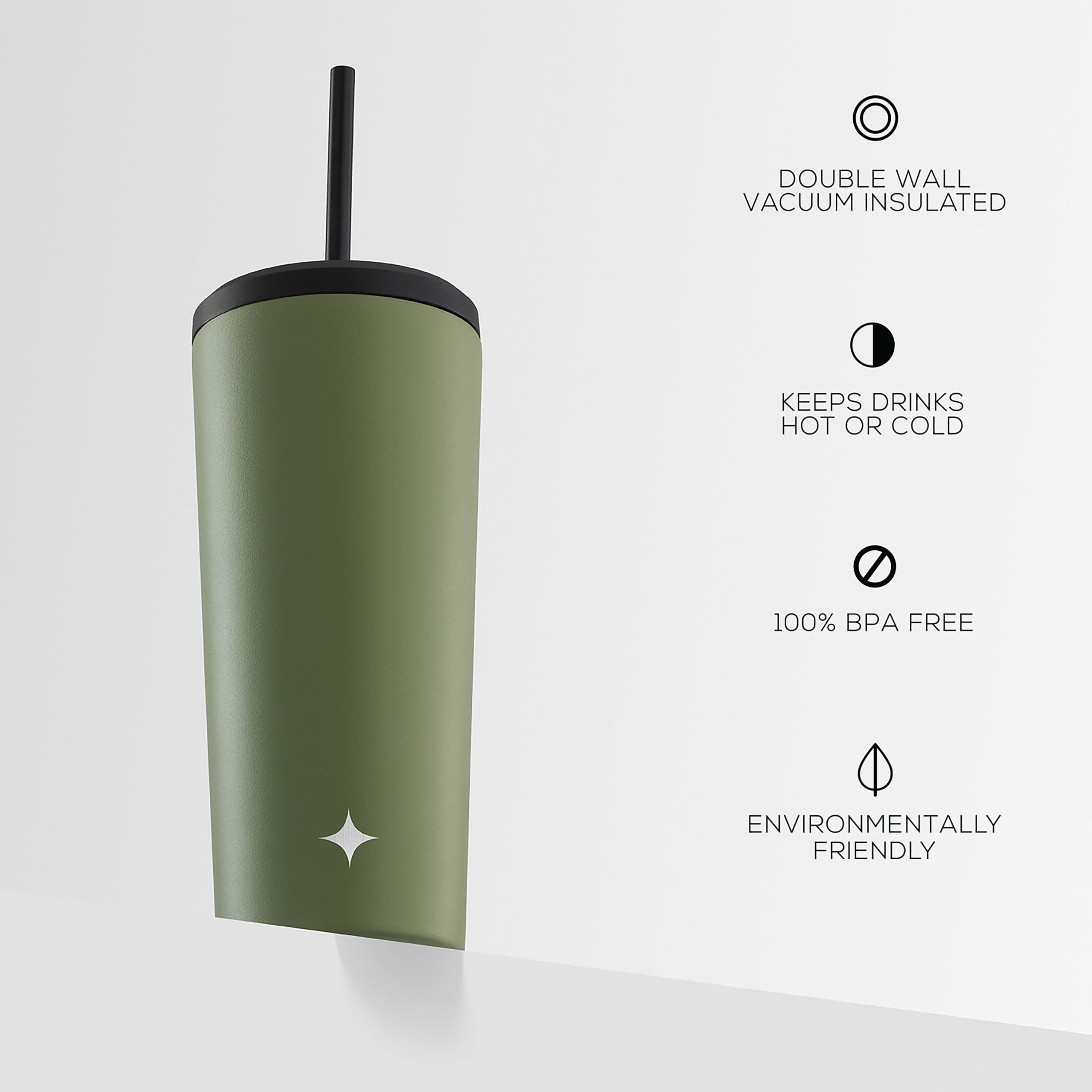 JoyJolt® 20oz. Vacuum Insulated Tumbler with Flip Lid & Straw