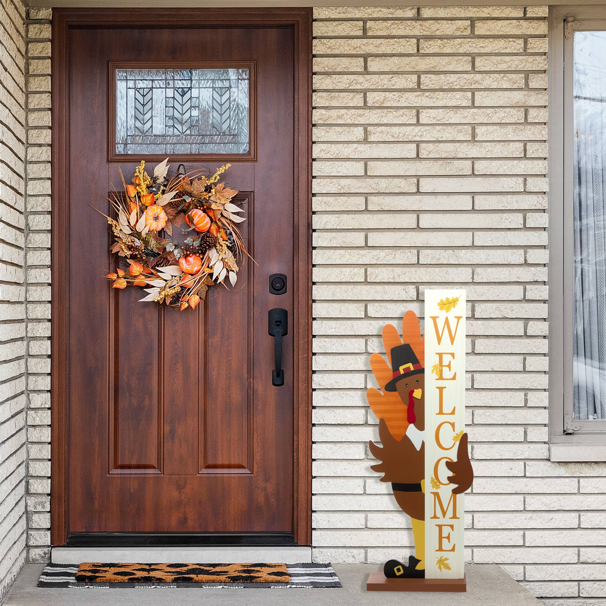 Turkey Welcome Fall Harvest Outdoor Porch Sign - 35.5"