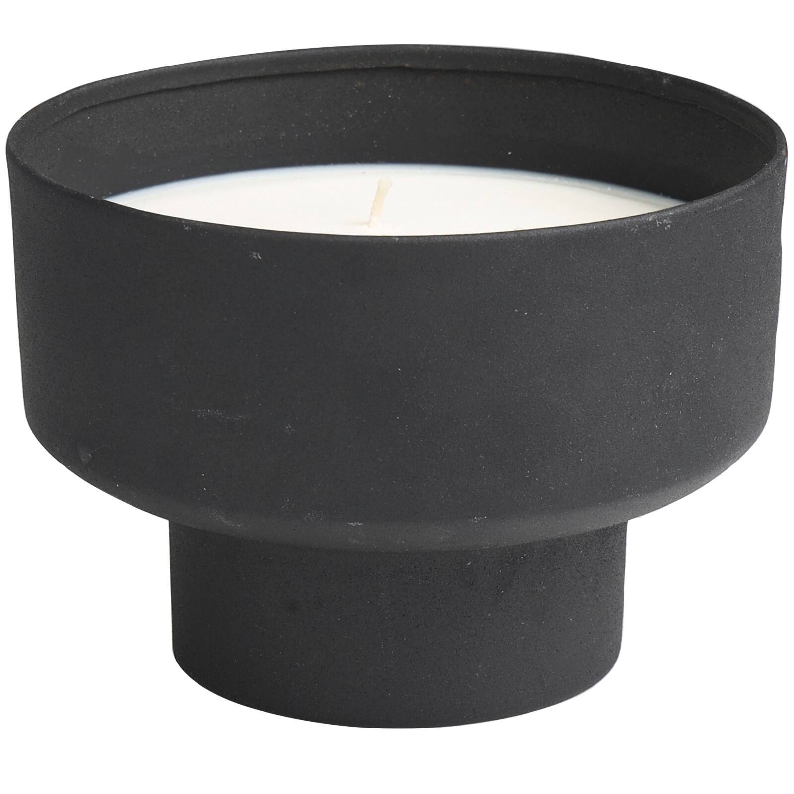White Wax Campfire Scented Candle with Elevated Matte Black Container