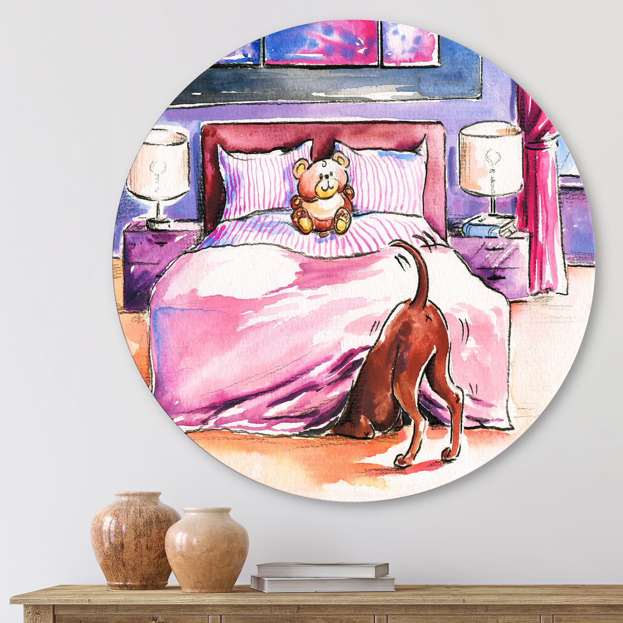 Designart - Brown Dog Looking Under the Bed