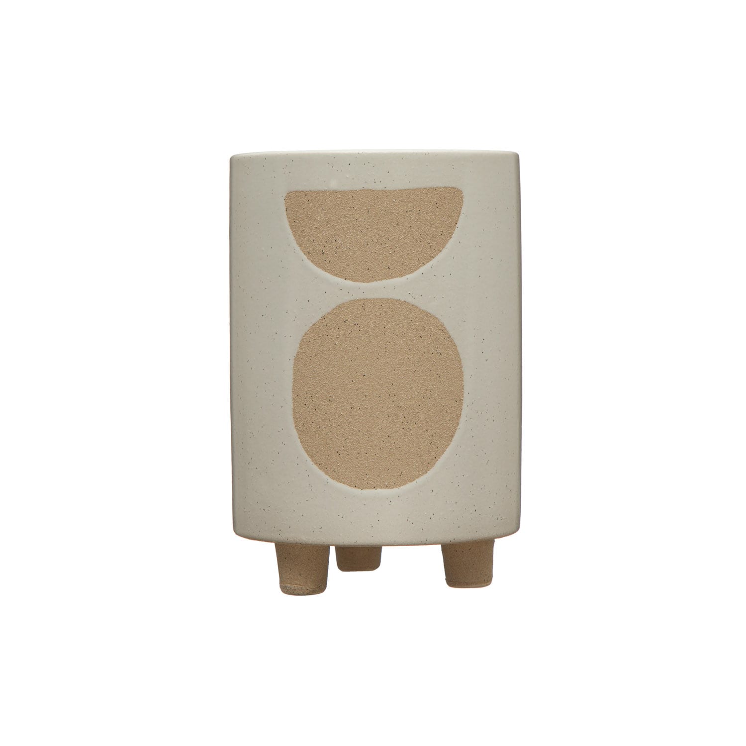 Hello Honey® 8" White Circle Print Stoneware Footed Planter