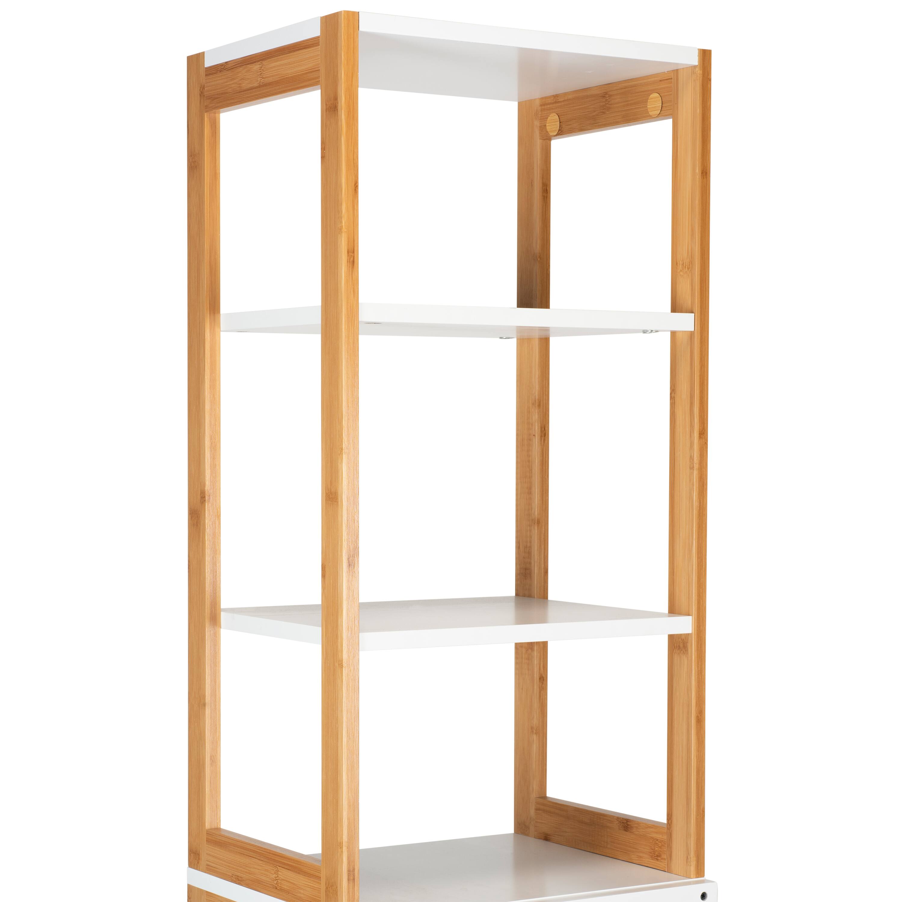 Organize It All Rendition 68&#x22; White 6-Shelf Bamboo High Cabinet