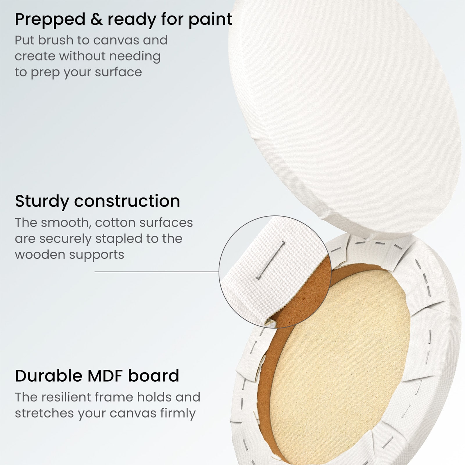 Arteza&#xAE; 10&#x22; Round White Classic Stretched Canvases, 8ct.