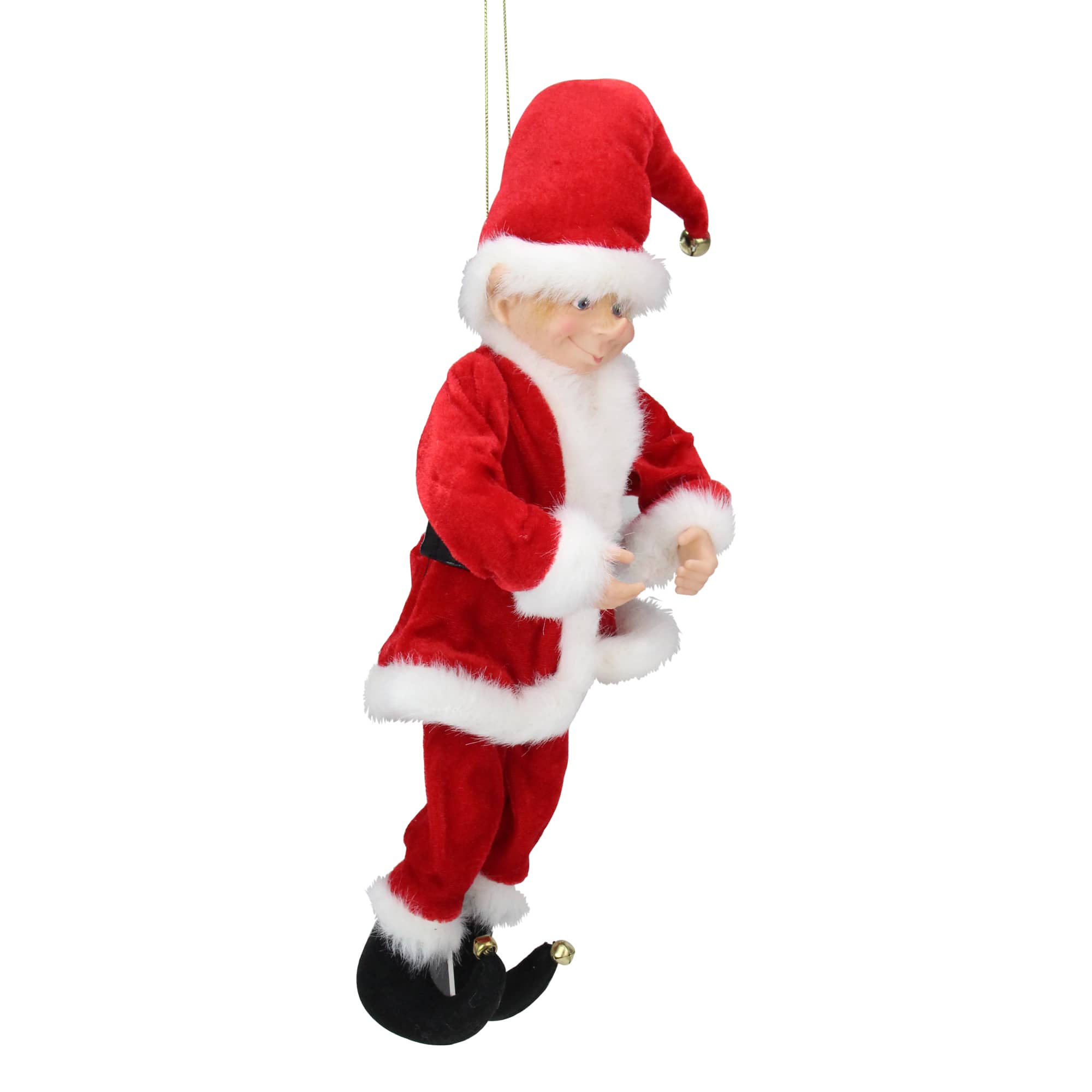 Red & White Bendable Elf in a Santa Suit Accent
