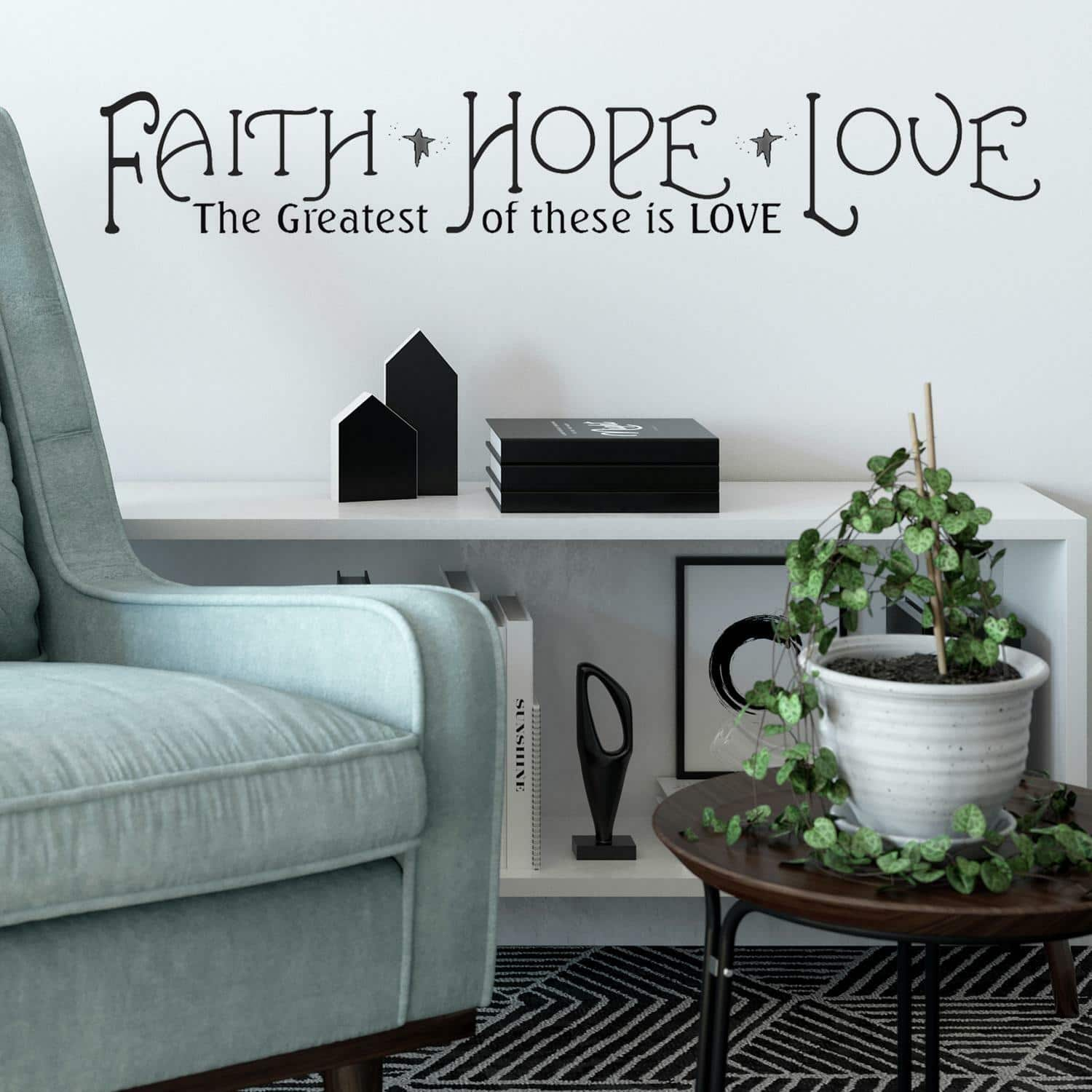 RoomMates Faith, Hope &#x26; Love Peel &#x26; Stick Quotable Wall Decal